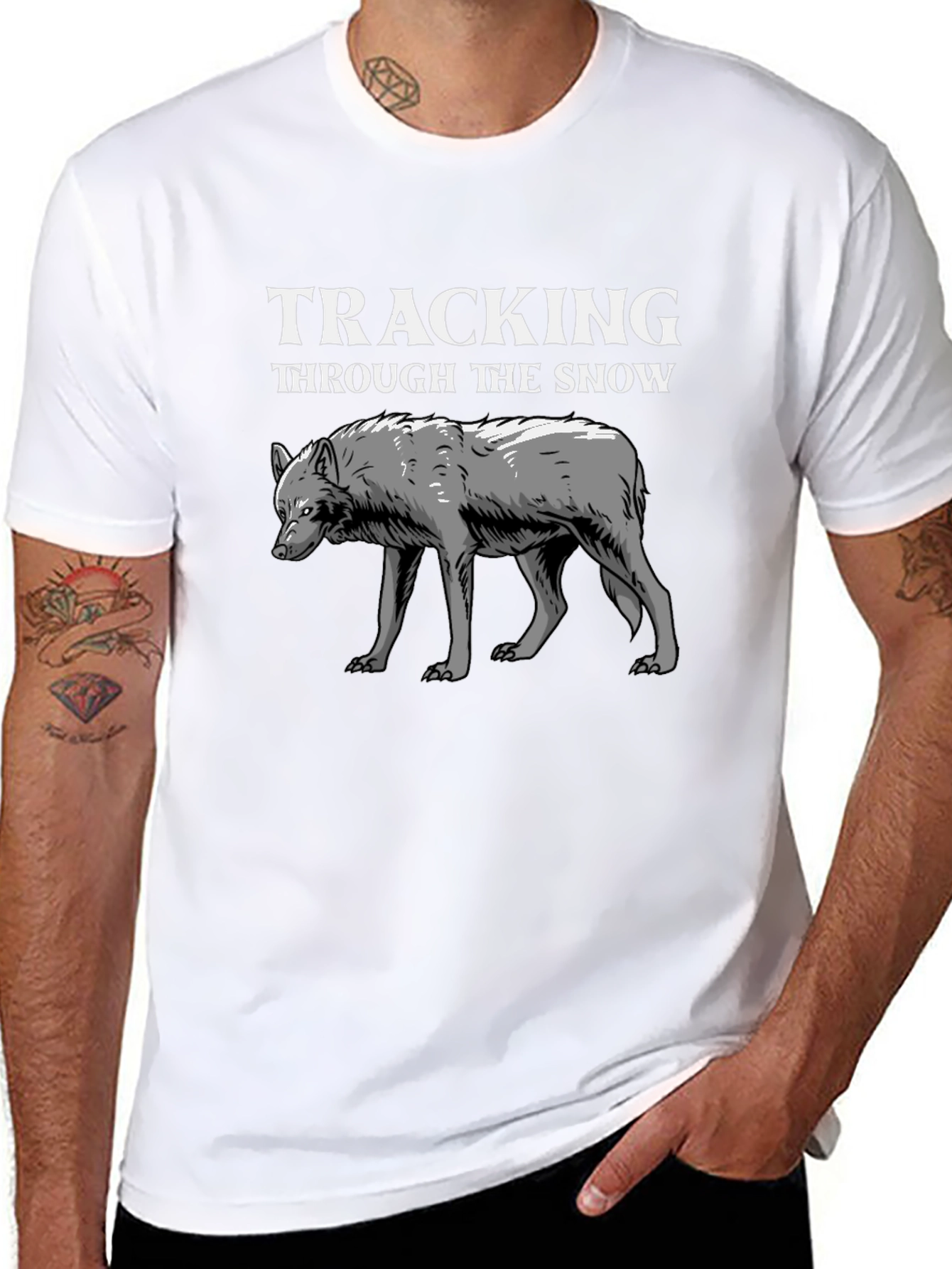 Tracking Through the Snow Wolf Graphic Tee