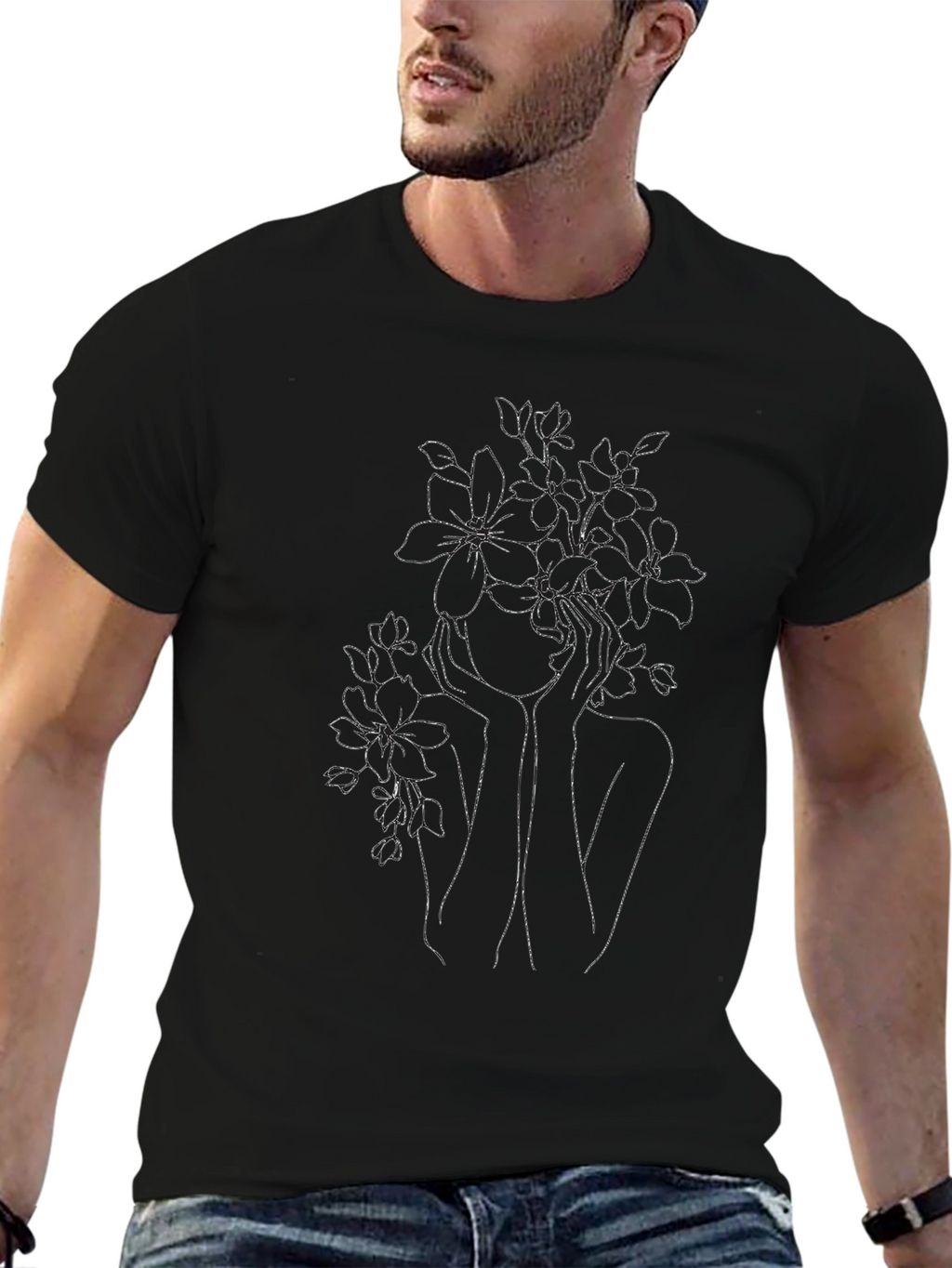 Floral Silhouette Graphic Tee - Modern Style