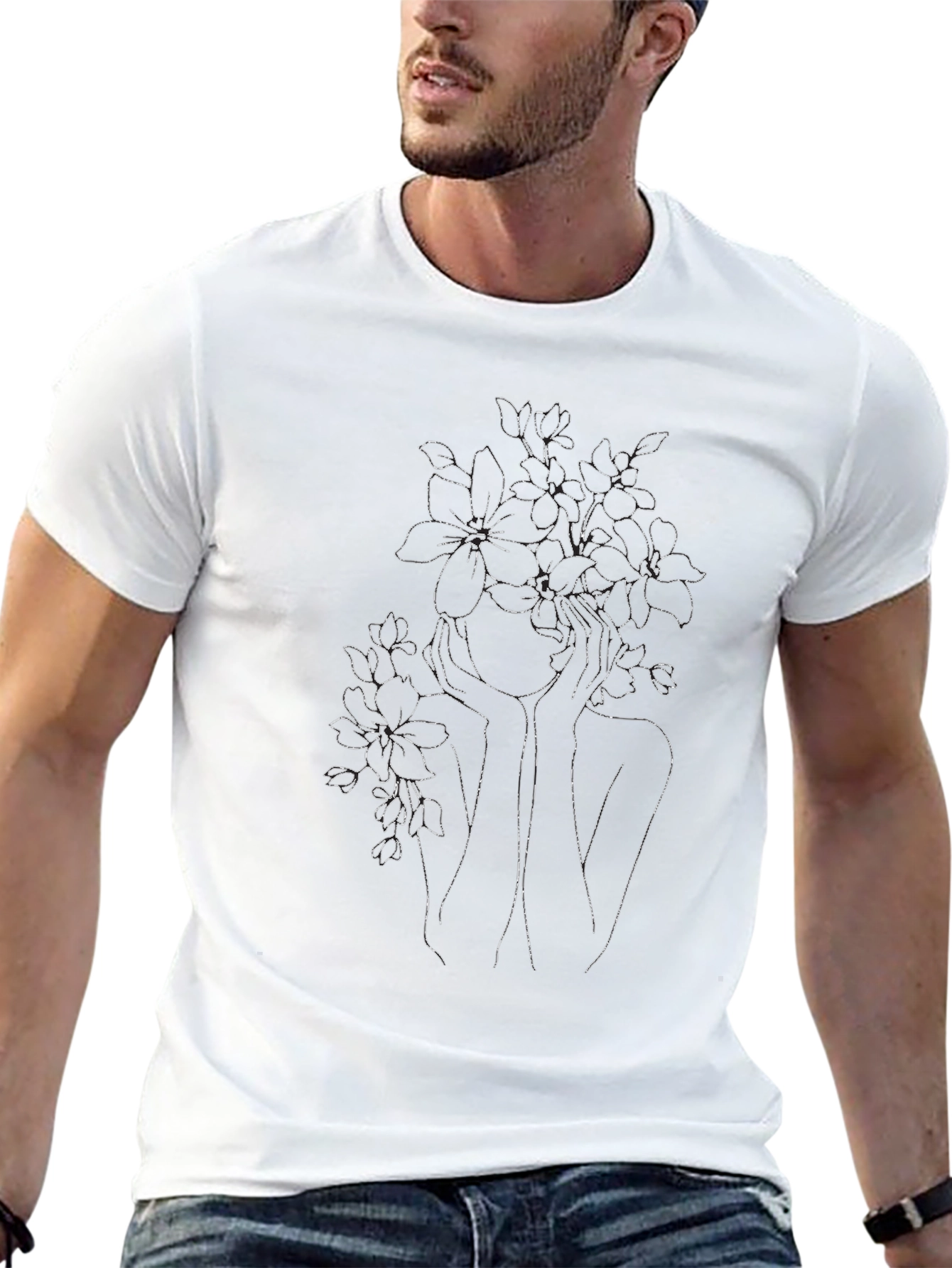 Floral Silhouette Graphic Tee - Modern Style