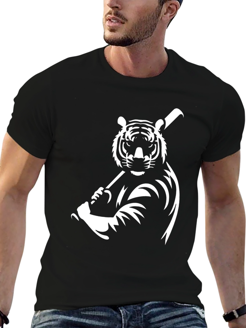 Tiger Graphic Tee - Baseball Bat Design