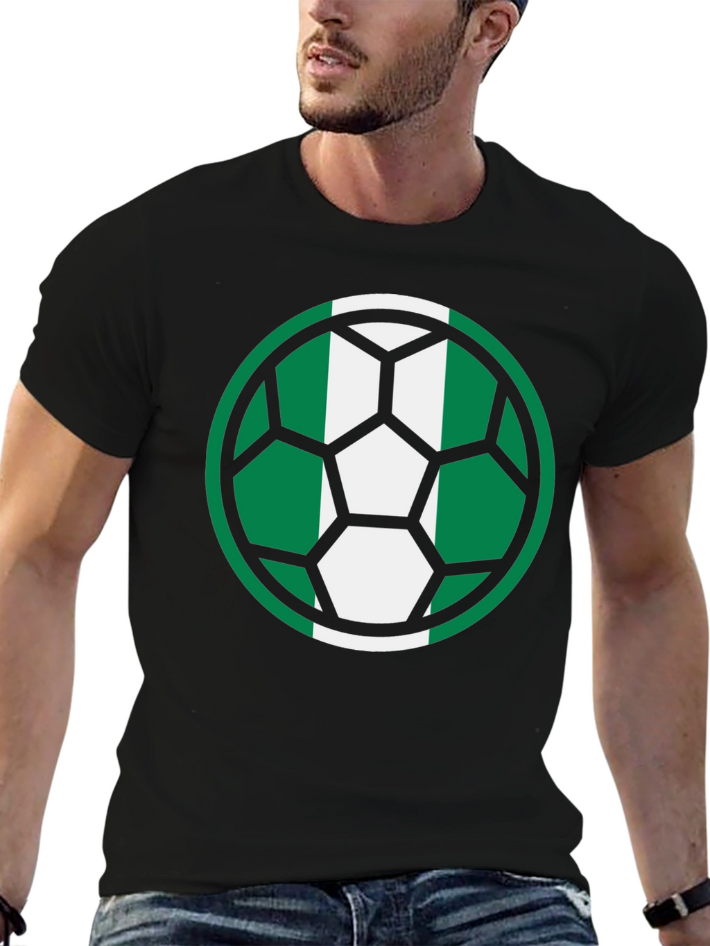 Nigeria Soccer Ball T-Shirt - Black