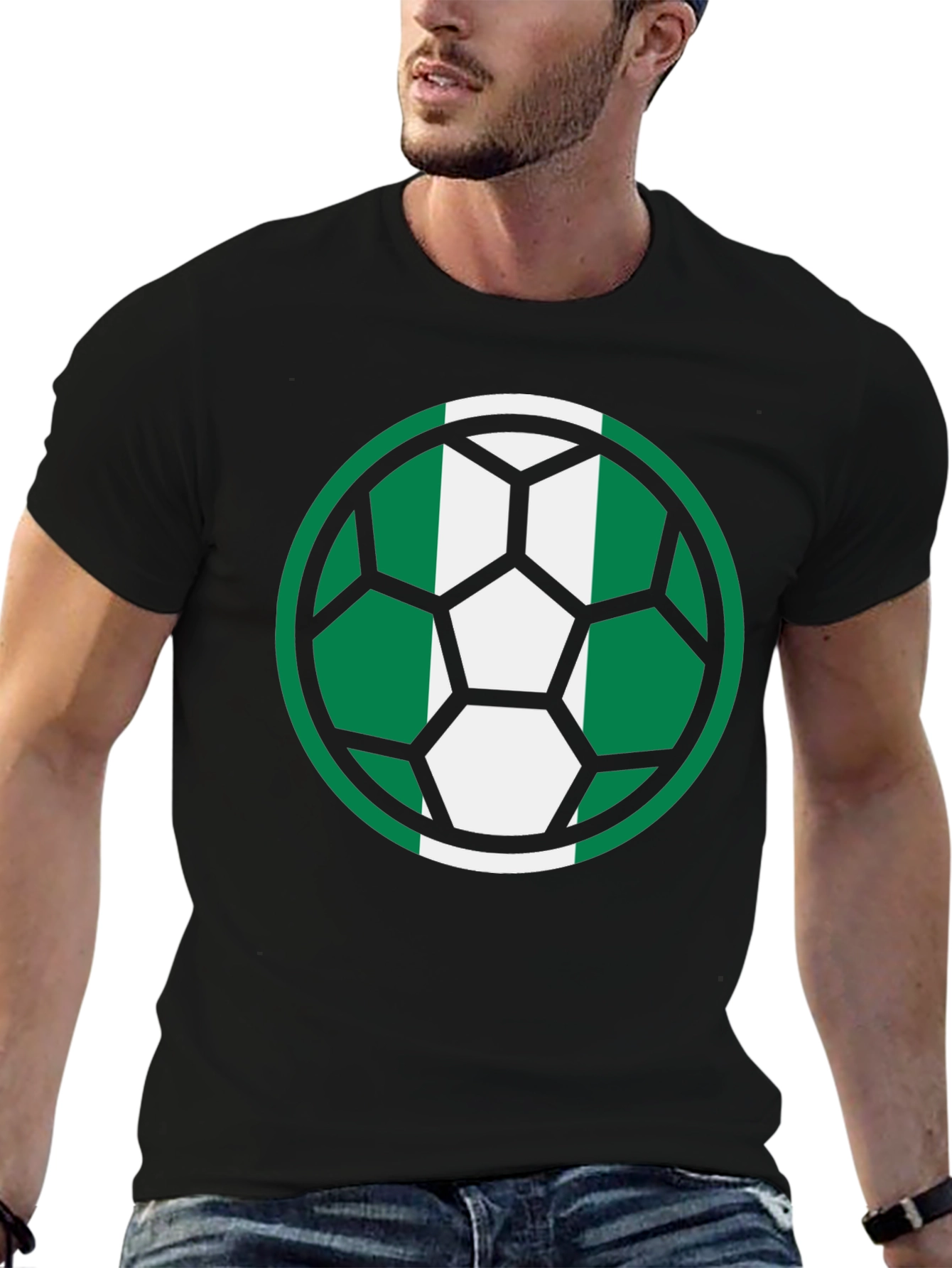 Nigeria Soccer Ball T-Shirt - Black