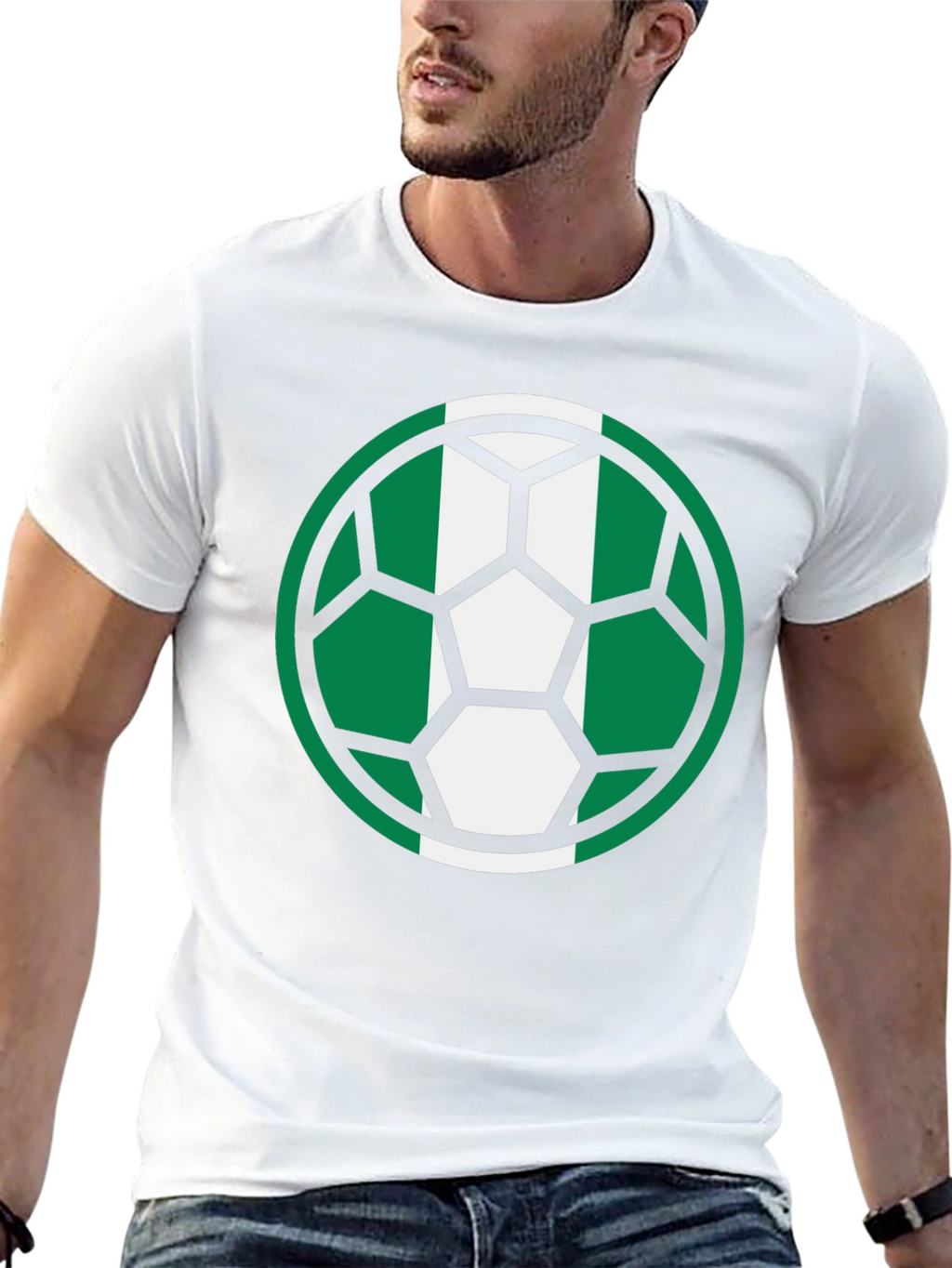Nigeria Soccer Ball T-Shirt - Black