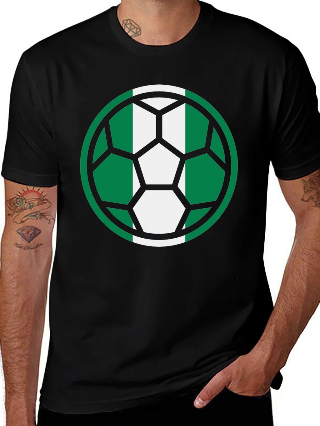 Nigeria Soccer Ball T-Shirt - Black