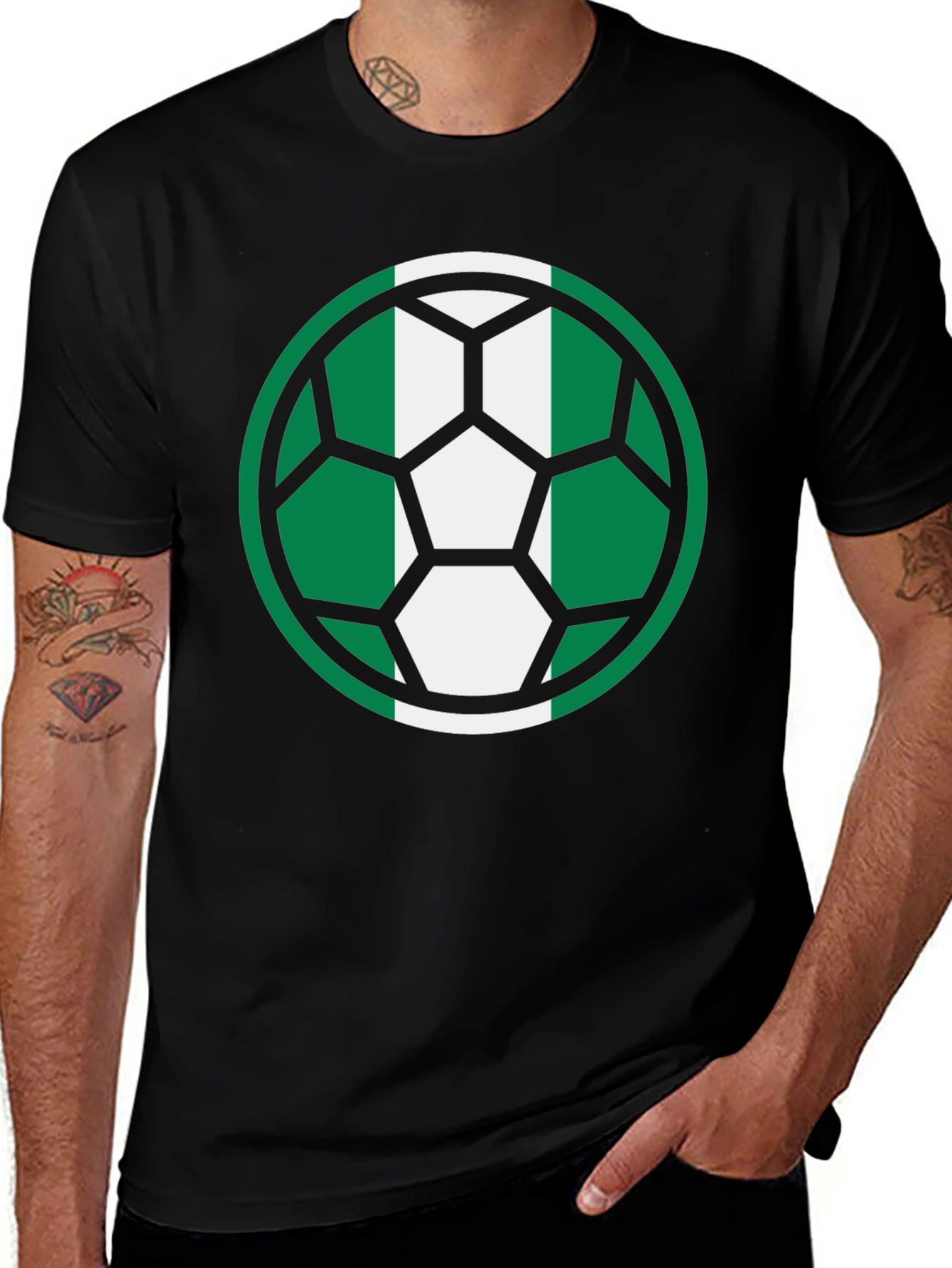 Nigeria Soccer Ball T-Shirt - Black
