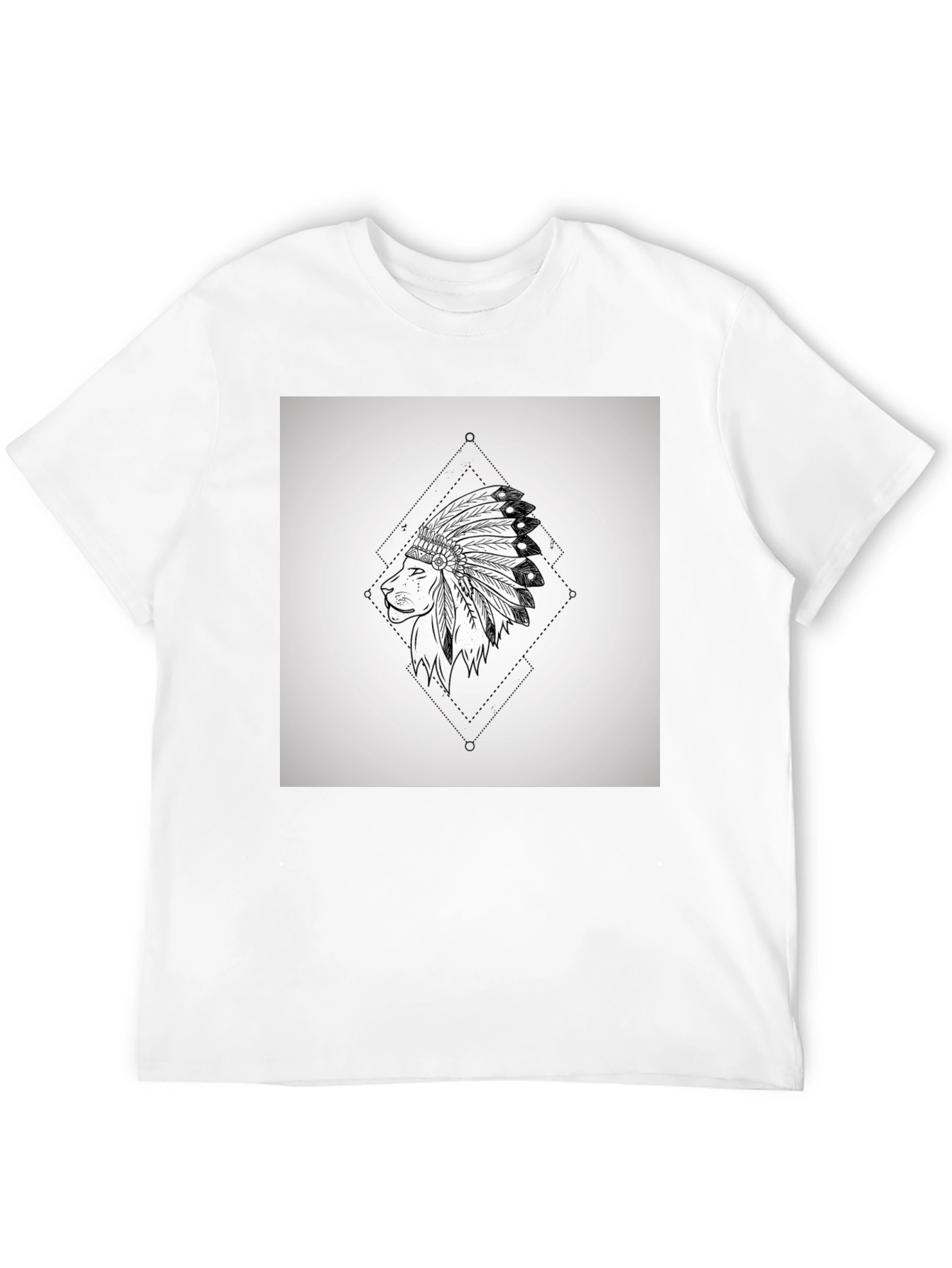 Lion Headdress Graphic Tee - Black Cotton T-Shirt