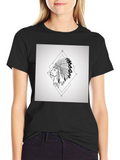 Lion Headdress Graphic Tee - Black Cotton T-Shirt