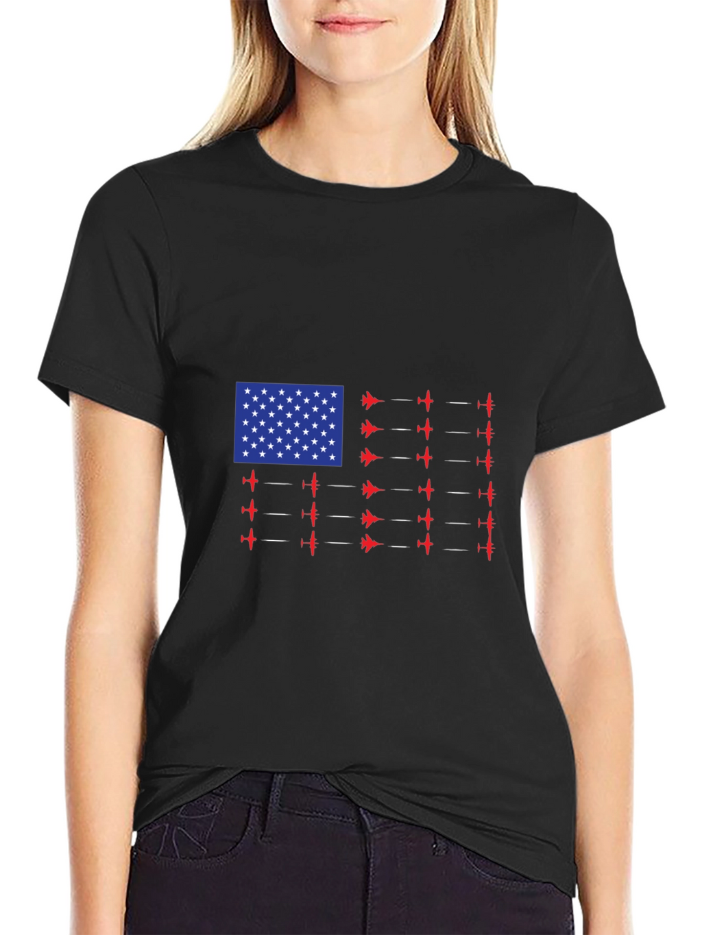 American Flag Airplane T-Shirt Patriotic Tee