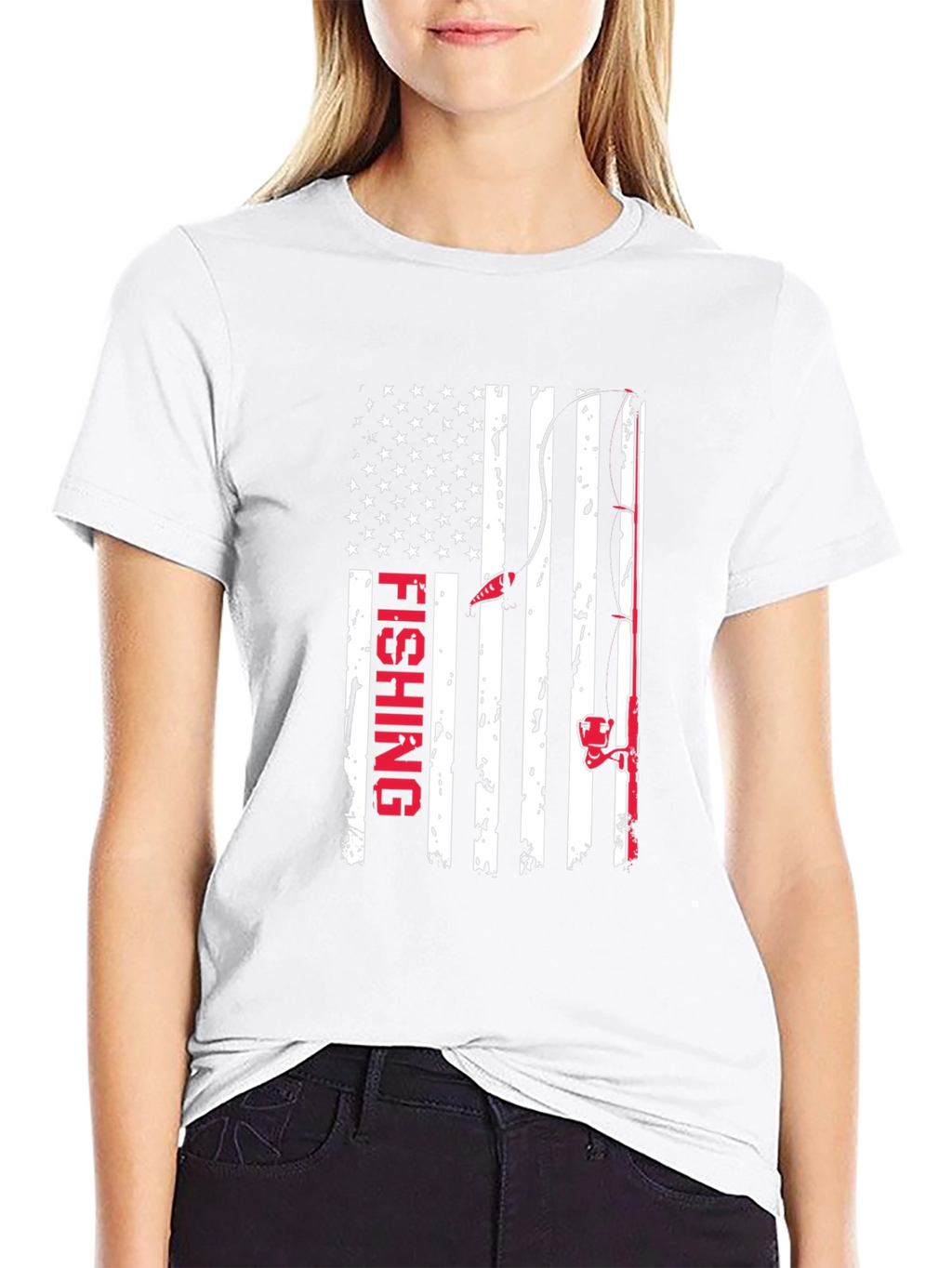 Fishing American Flag Graphic T-Shirt