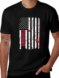 Fishing American Flag Graphic T-Shirt
