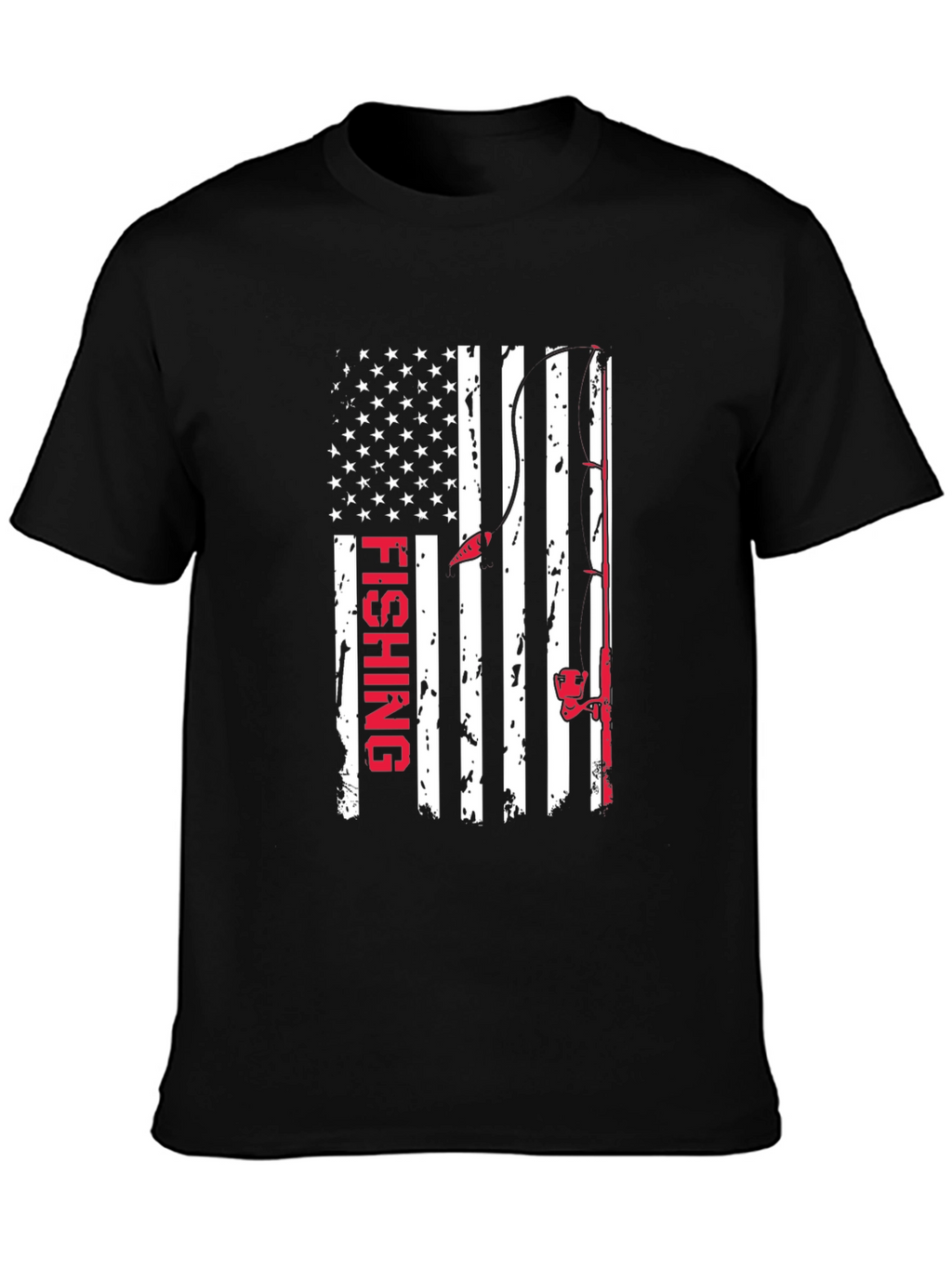 Fishing American Flag Graphic T-Shirt