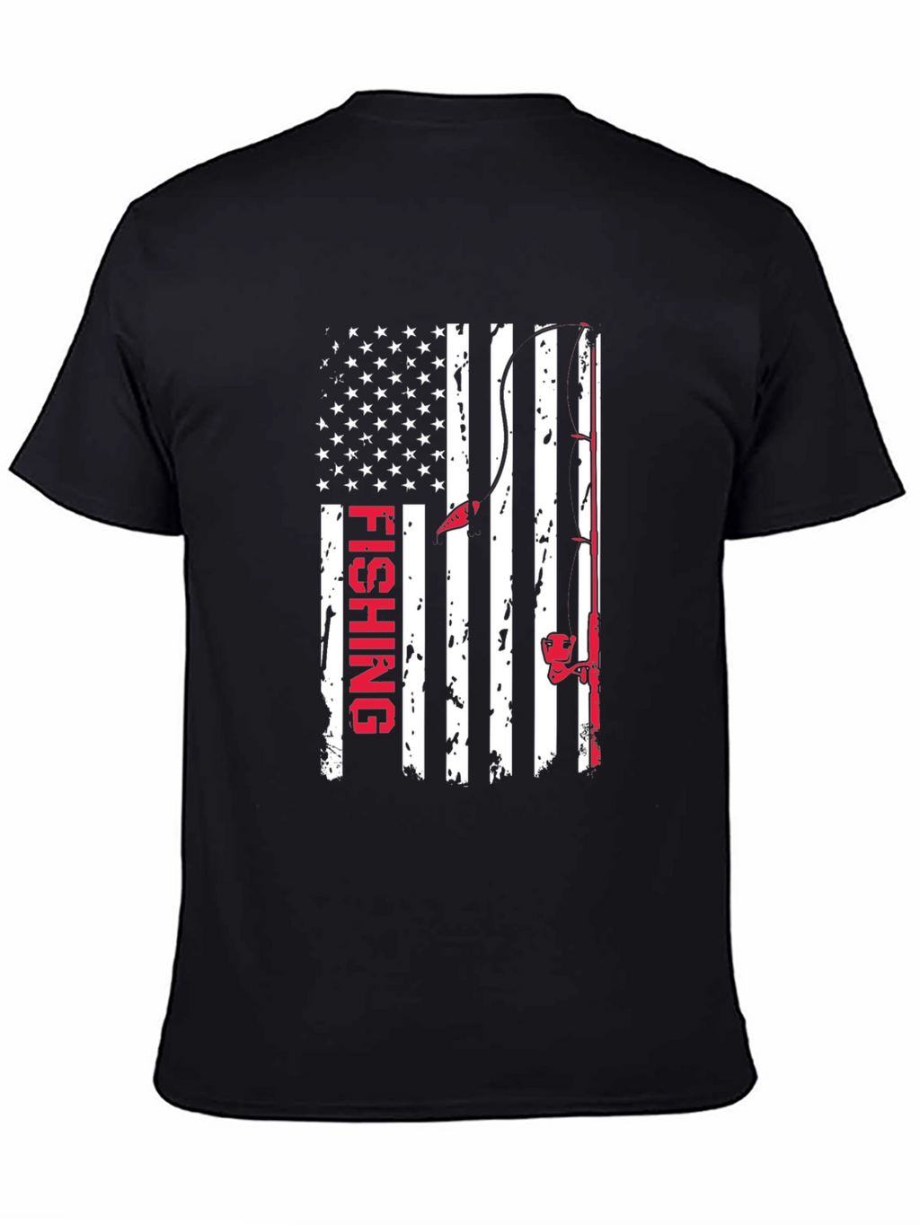 Fishing American Flag Graphic T-Shirt