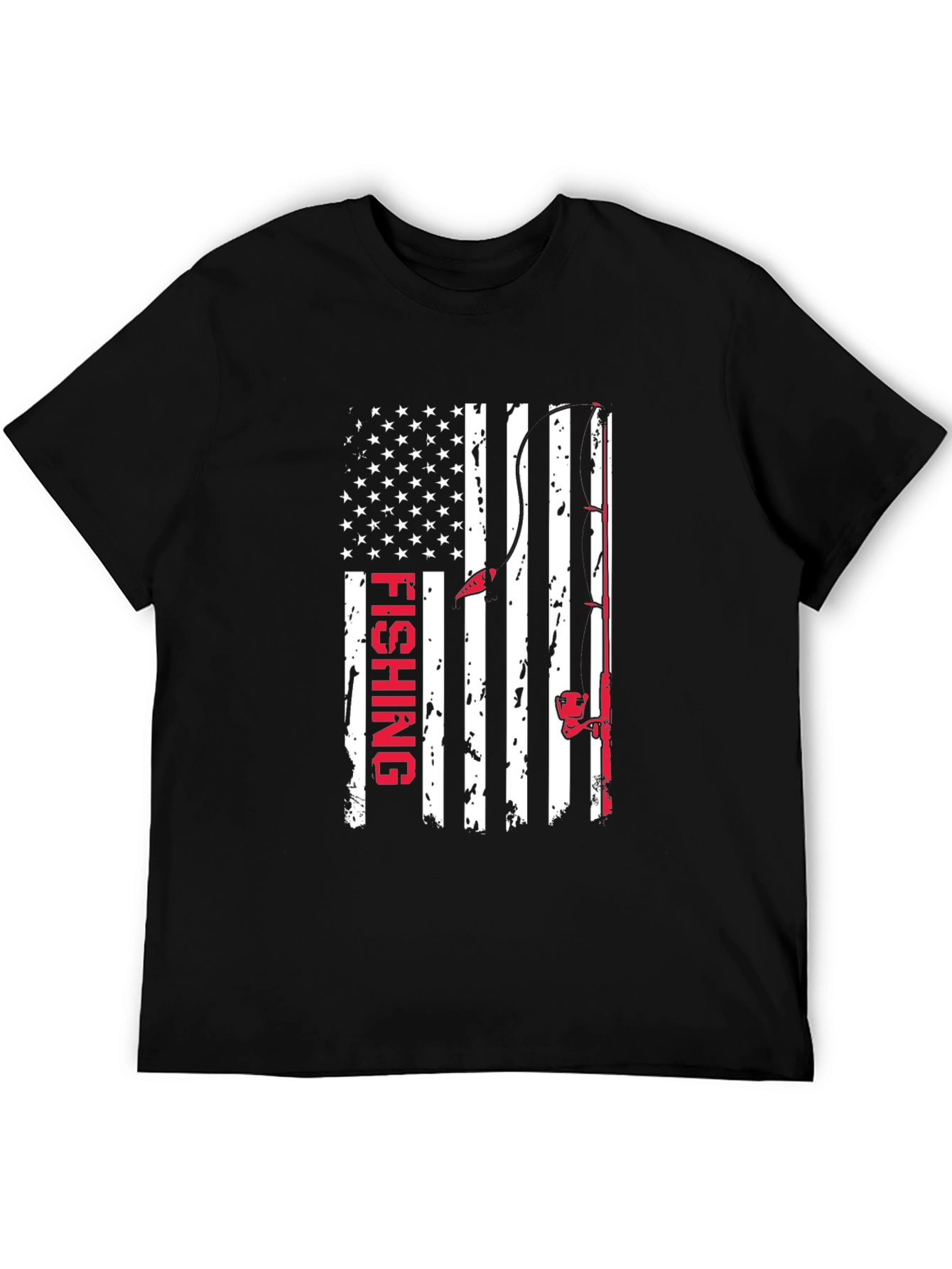 Fishing American Flag Graphic T-Shirt
