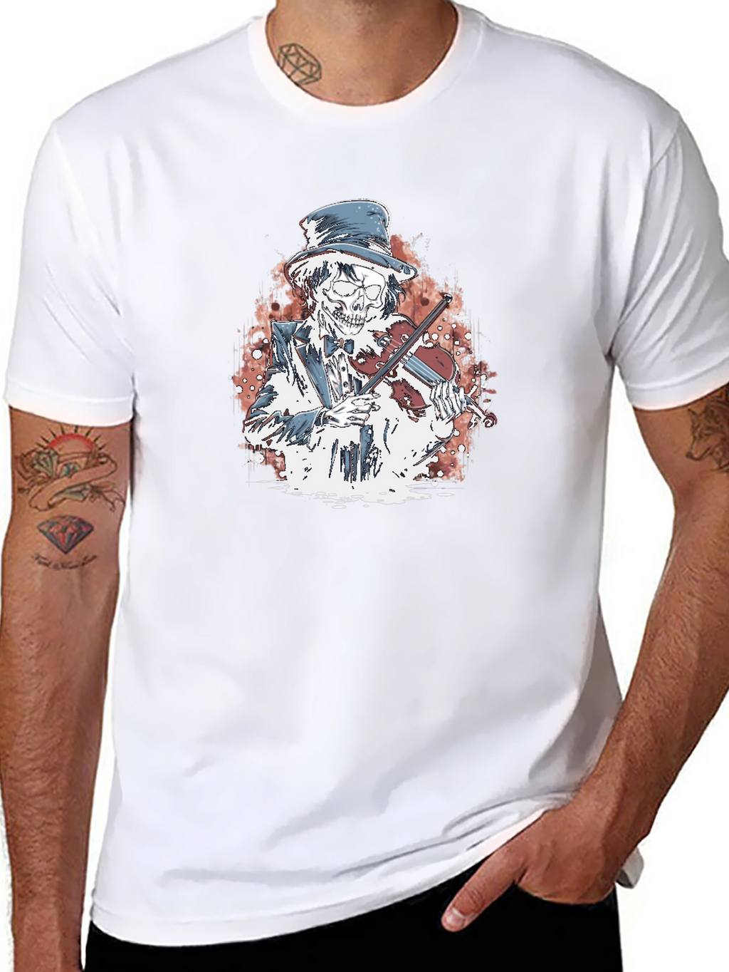 Skeleton Fiddler Graphic T-Shirt