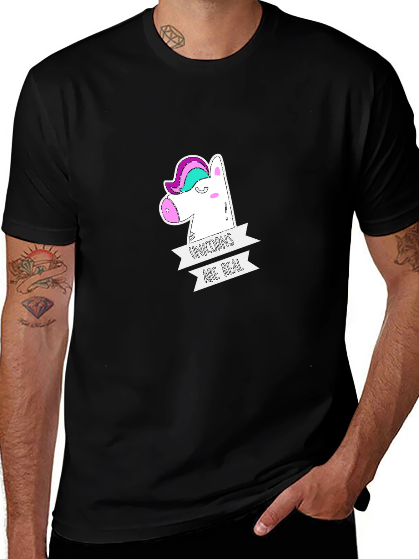 Unicorns Are Real Graphic Tee - Black