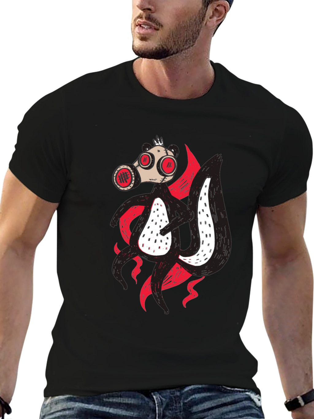Gas Mask Skunk T-Shirt - Unique Graphic Tee