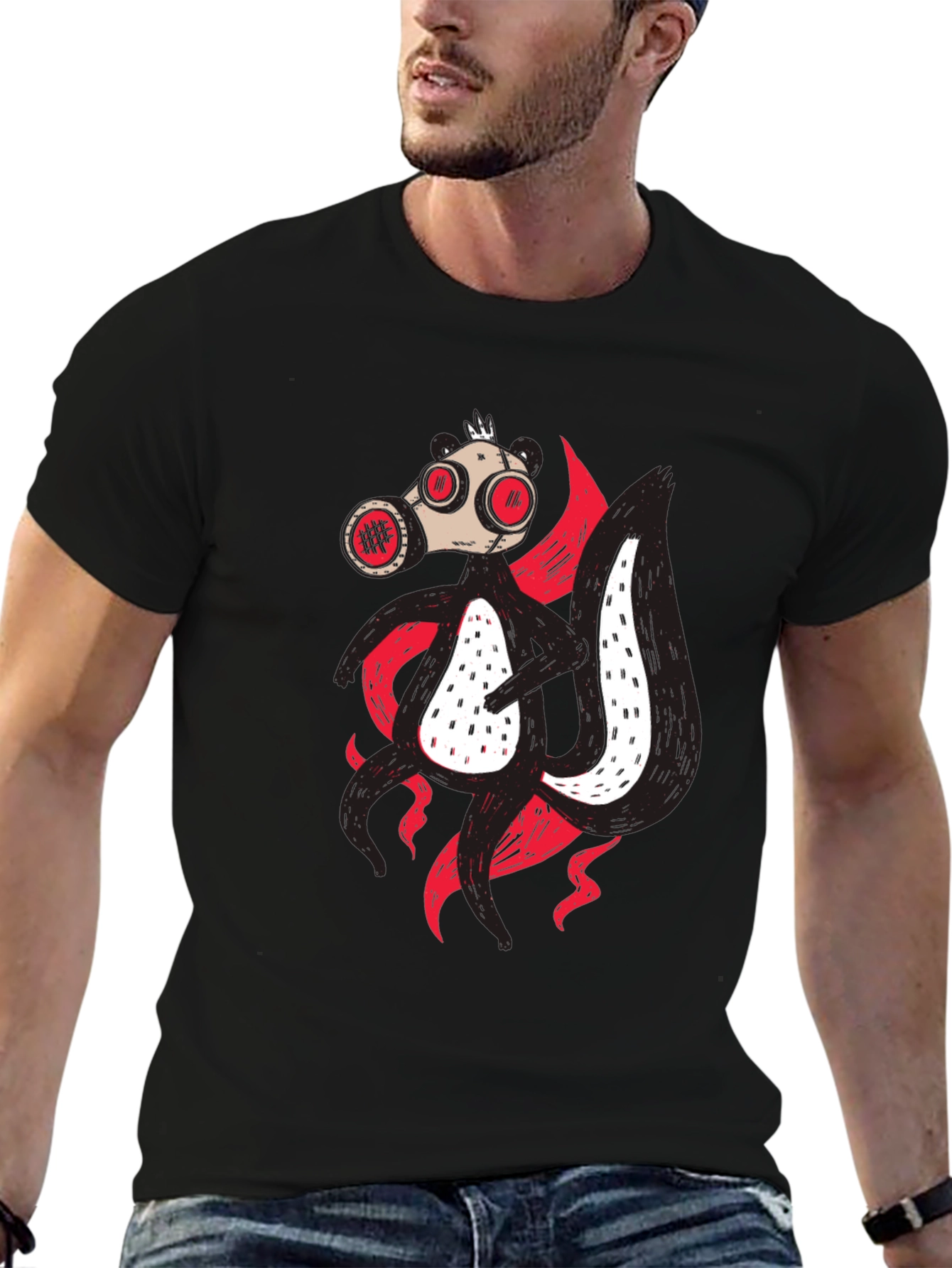 Gas Mask Skunk T-Shirt - Unique Graphic Tee