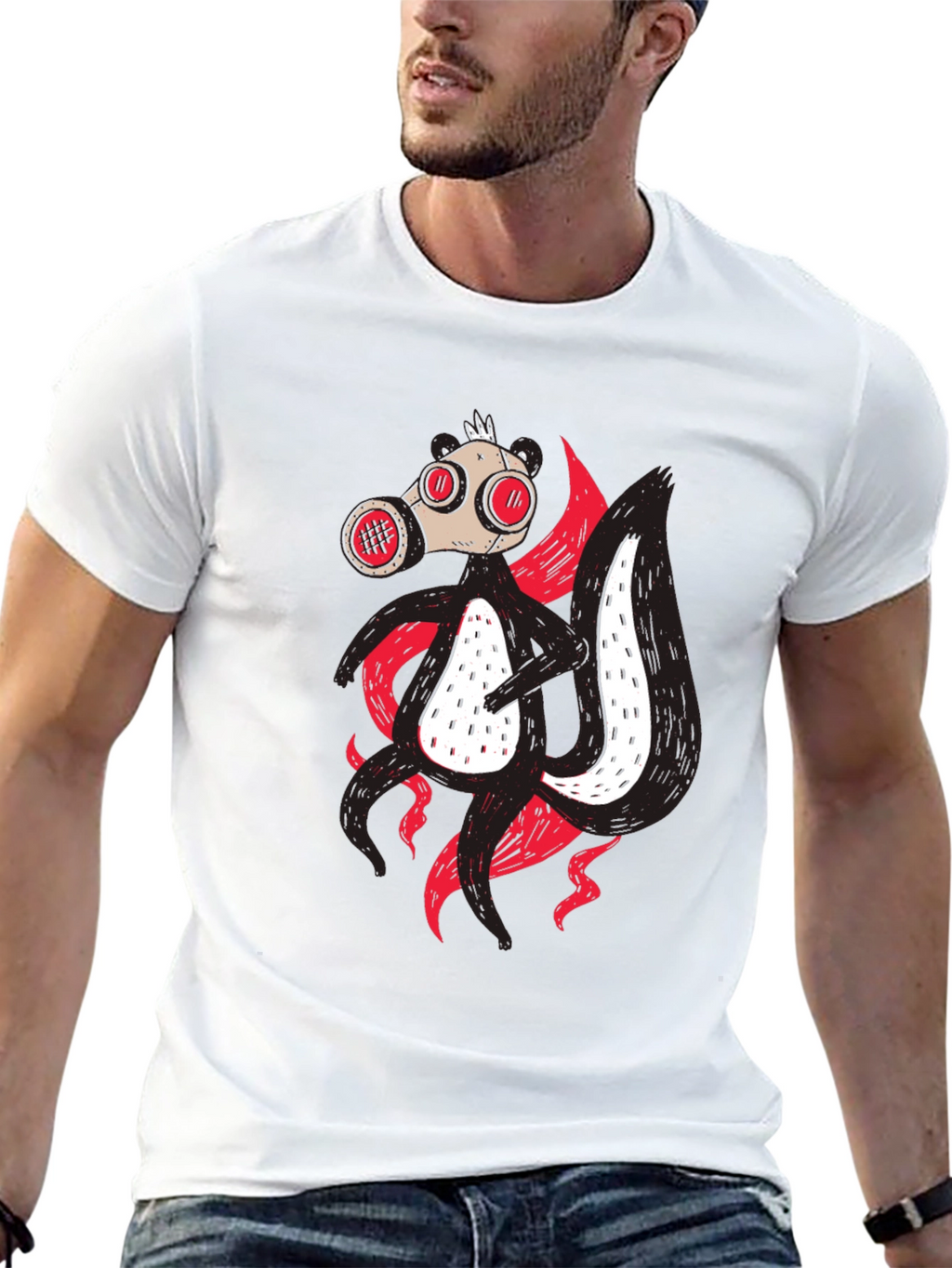 Gas Mask Skunk T-Shirt - Unique Graphic Tee