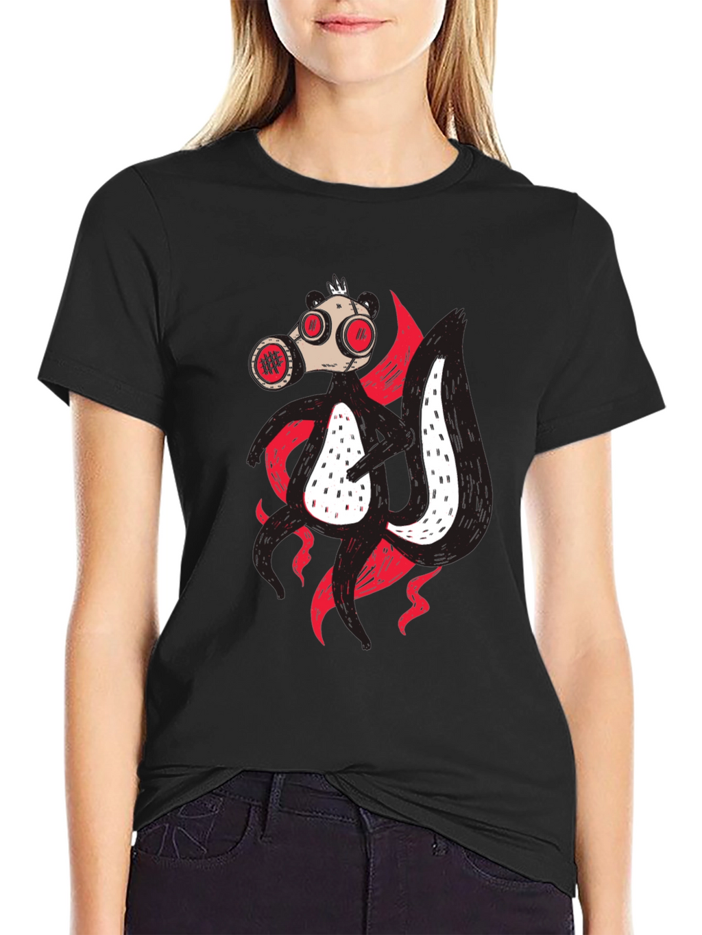Gas Mask Skunk T-Shirt - Unique Graphic Tee
