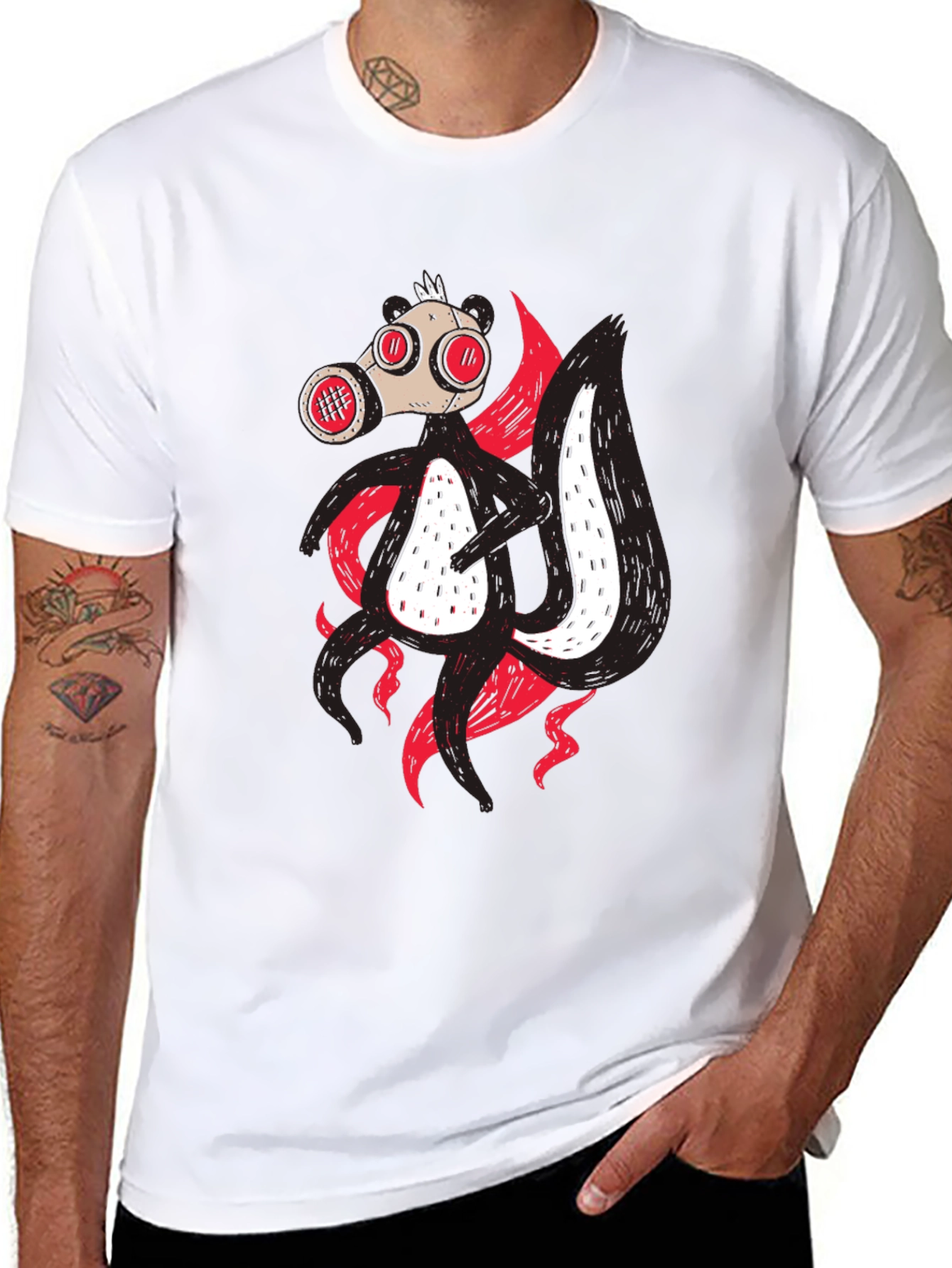 Gas Mask Skunk T-Shirt - Unique Graphic Tee