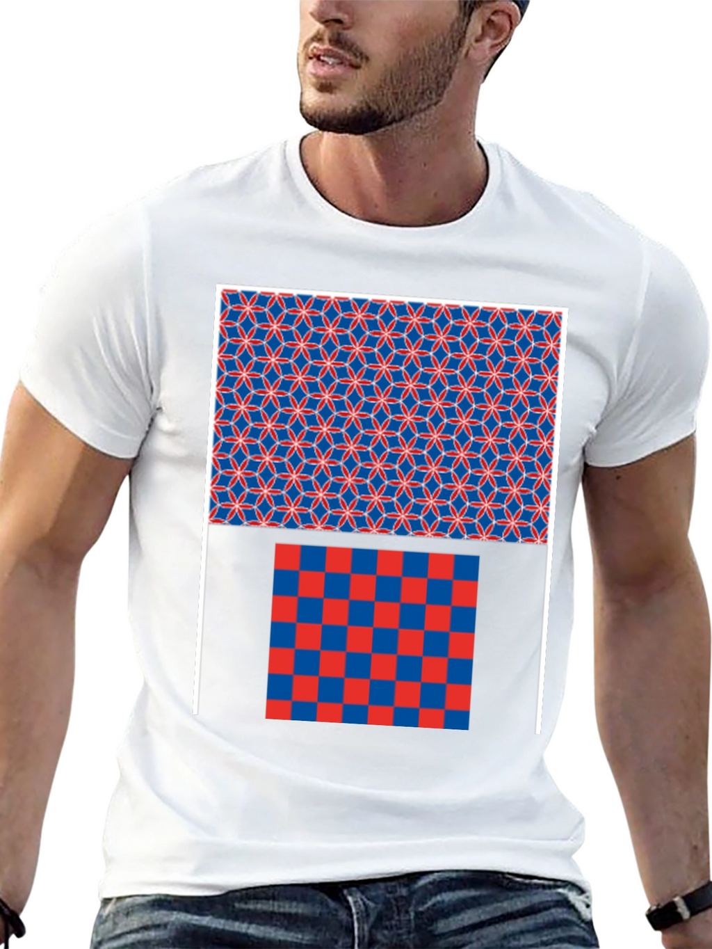 Geometric Pattern Graphic Print Black T-Shirt