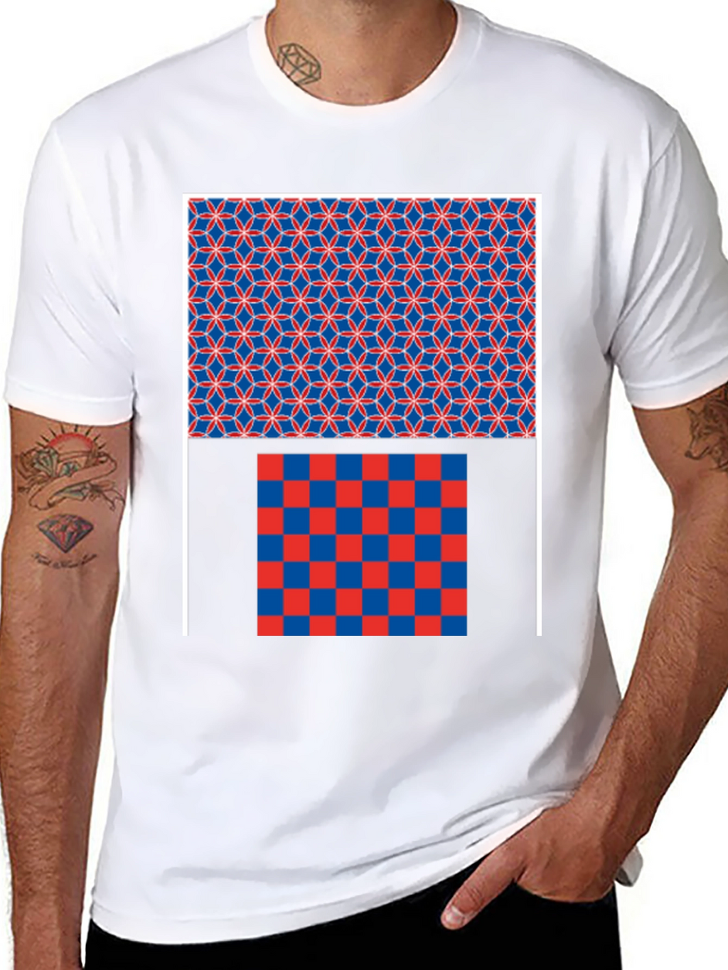 Geometric Pattern Graphic Print Black T-Shirt