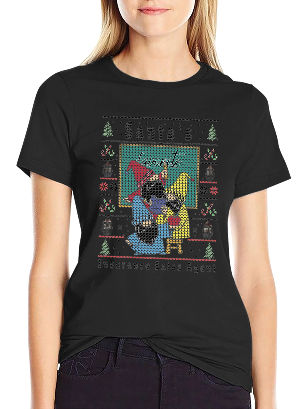 Santas Insurance Sales Agent Ugly Christmas Sweater T-Shirt
