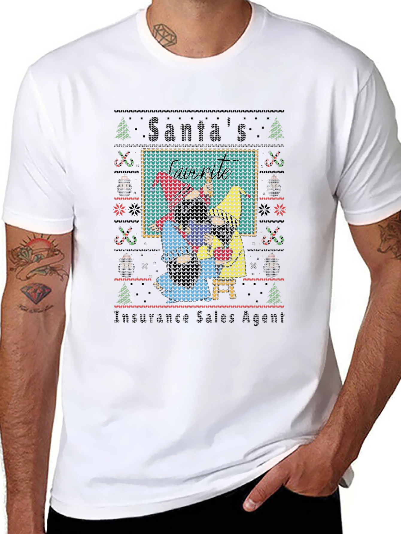 Santas Insurance Sales Agent Ugly Christmas Sweater T-Shirt