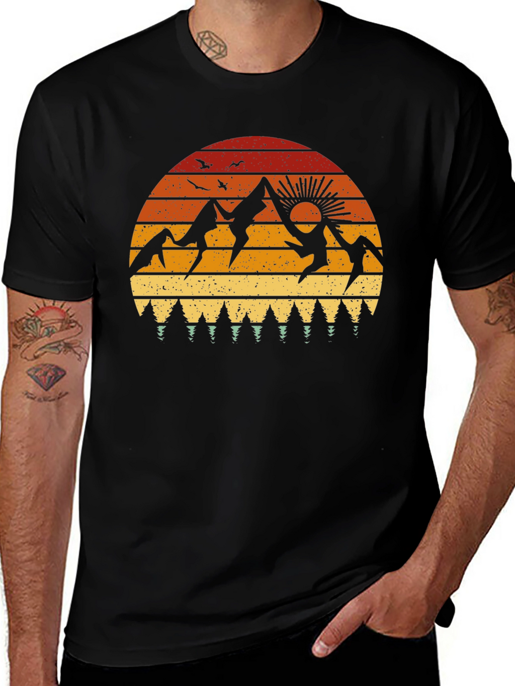 Retro Mountain Sunset Graphic Tee