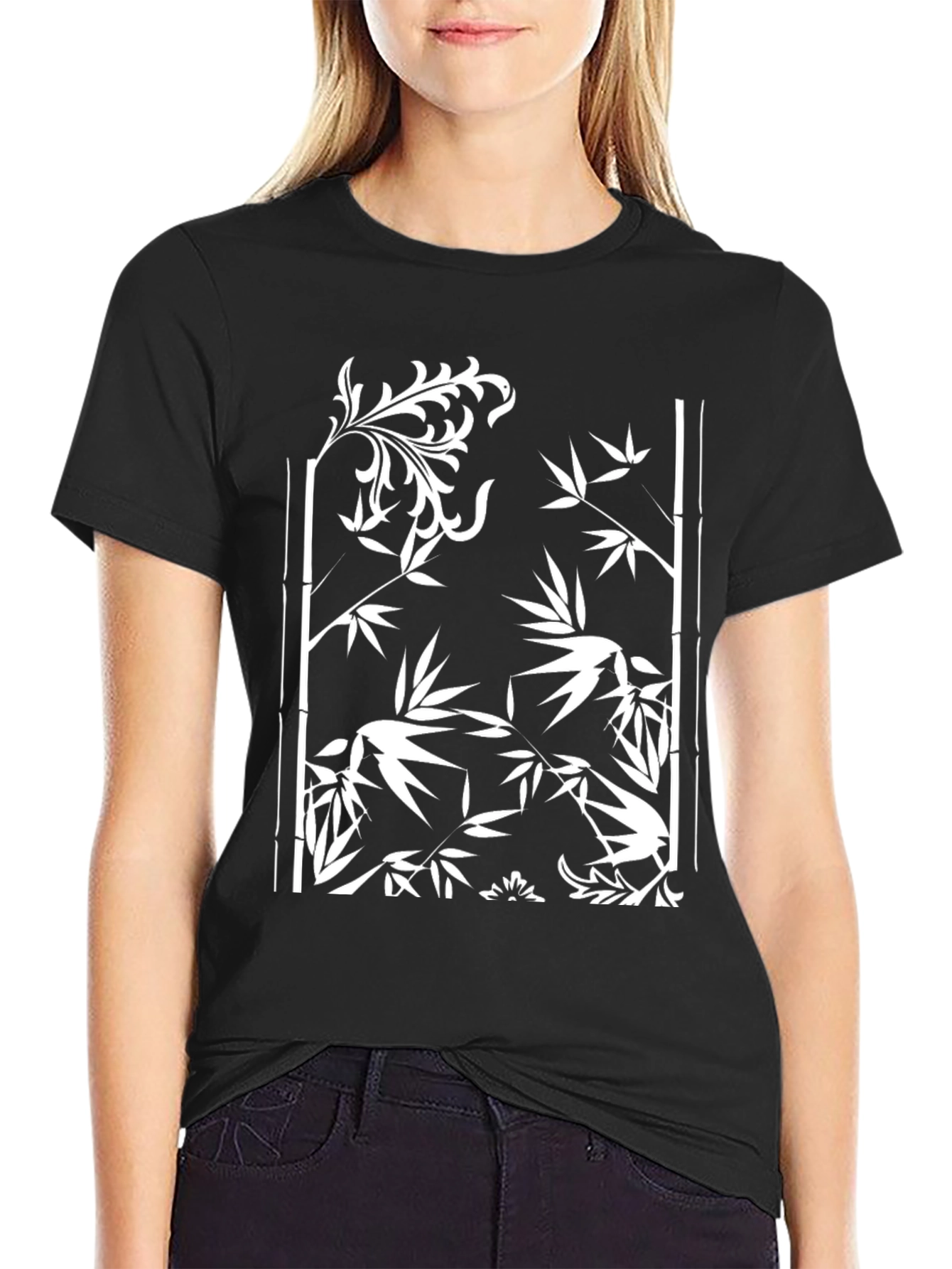 Bamboo Design Black T-Shirt