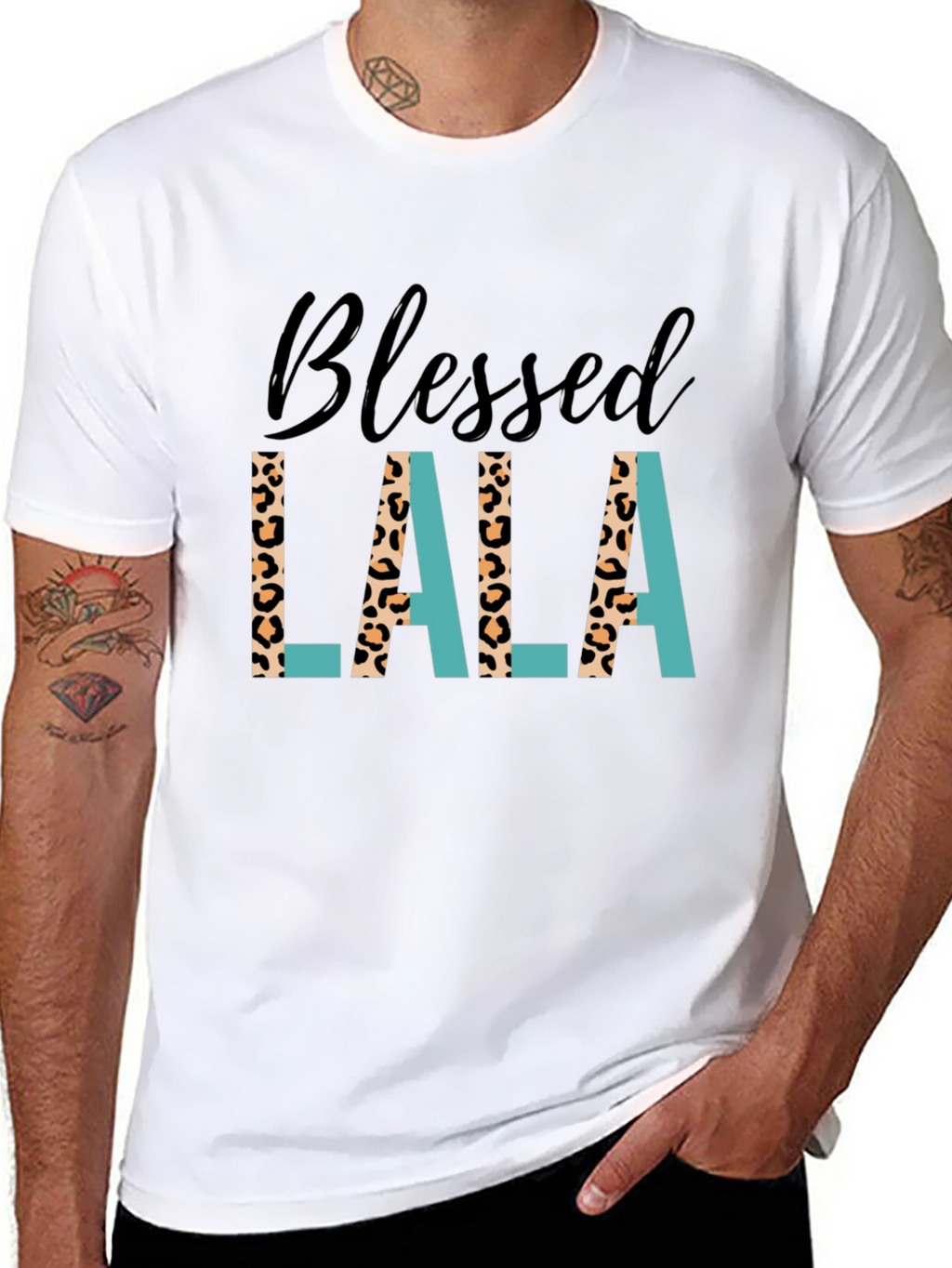 Blessed Lala Leopard Print Graphic Tee