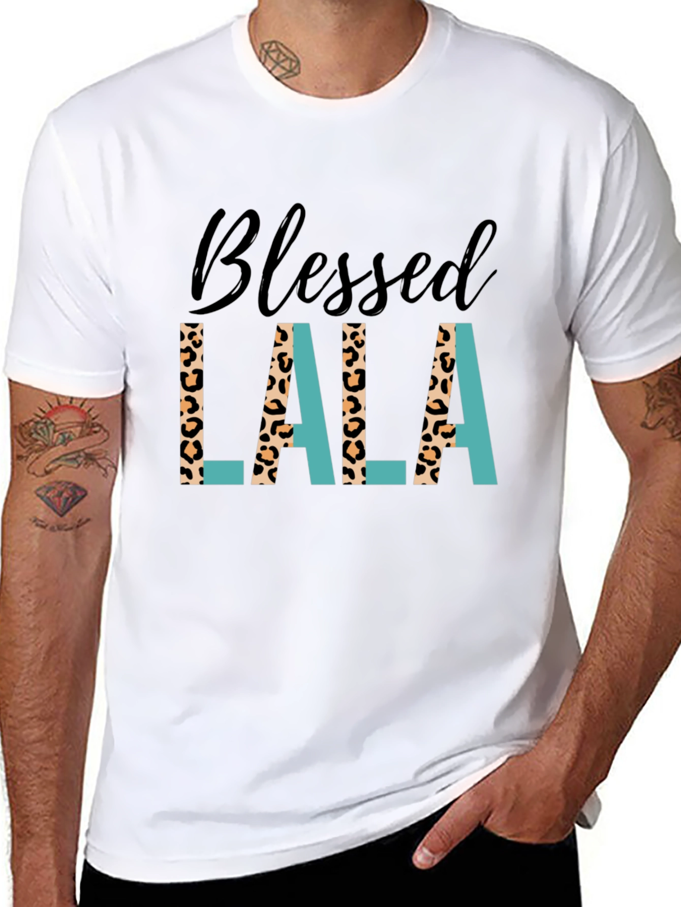 Blessed Lala Leopard Print Graphic Tee