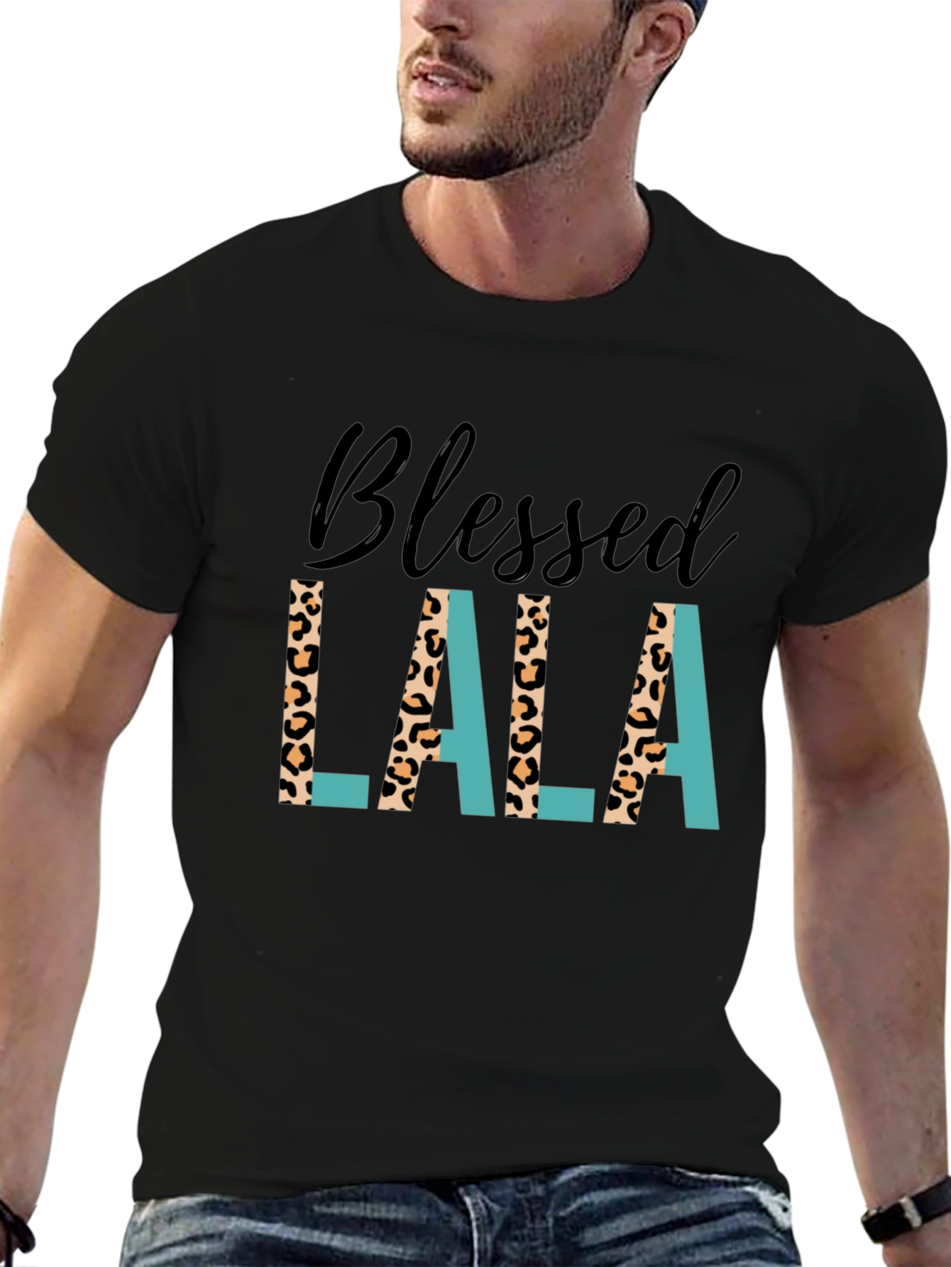 Blessed Lala Leopard Print Graphic Tee