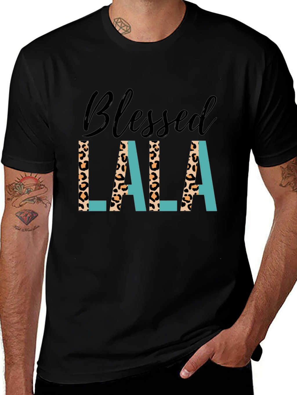 Blessed Lala Leopard Print Graphic Tee