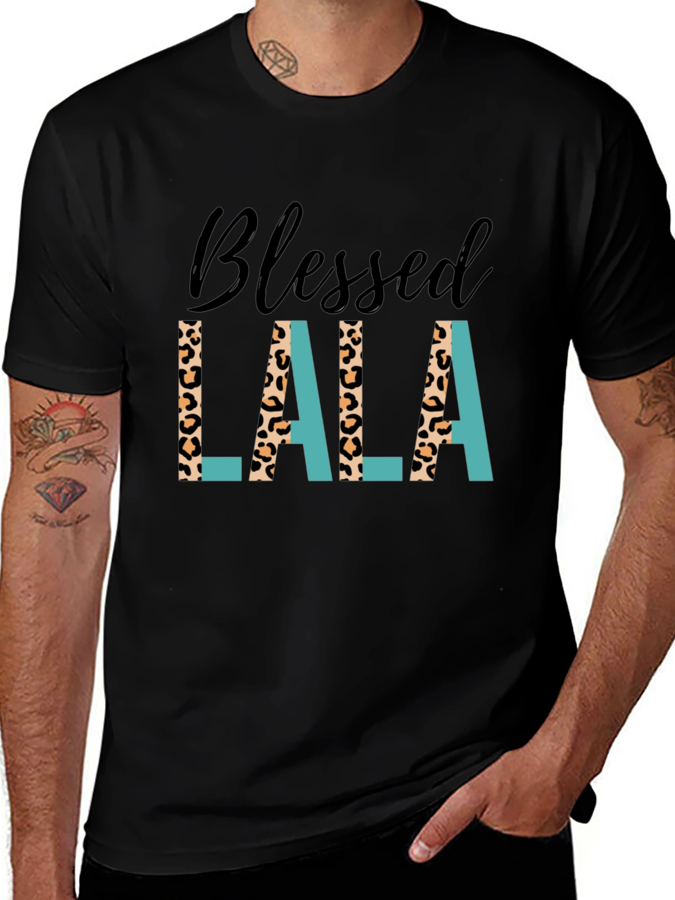 Blessed Lala Leopard Print Graphic Tee