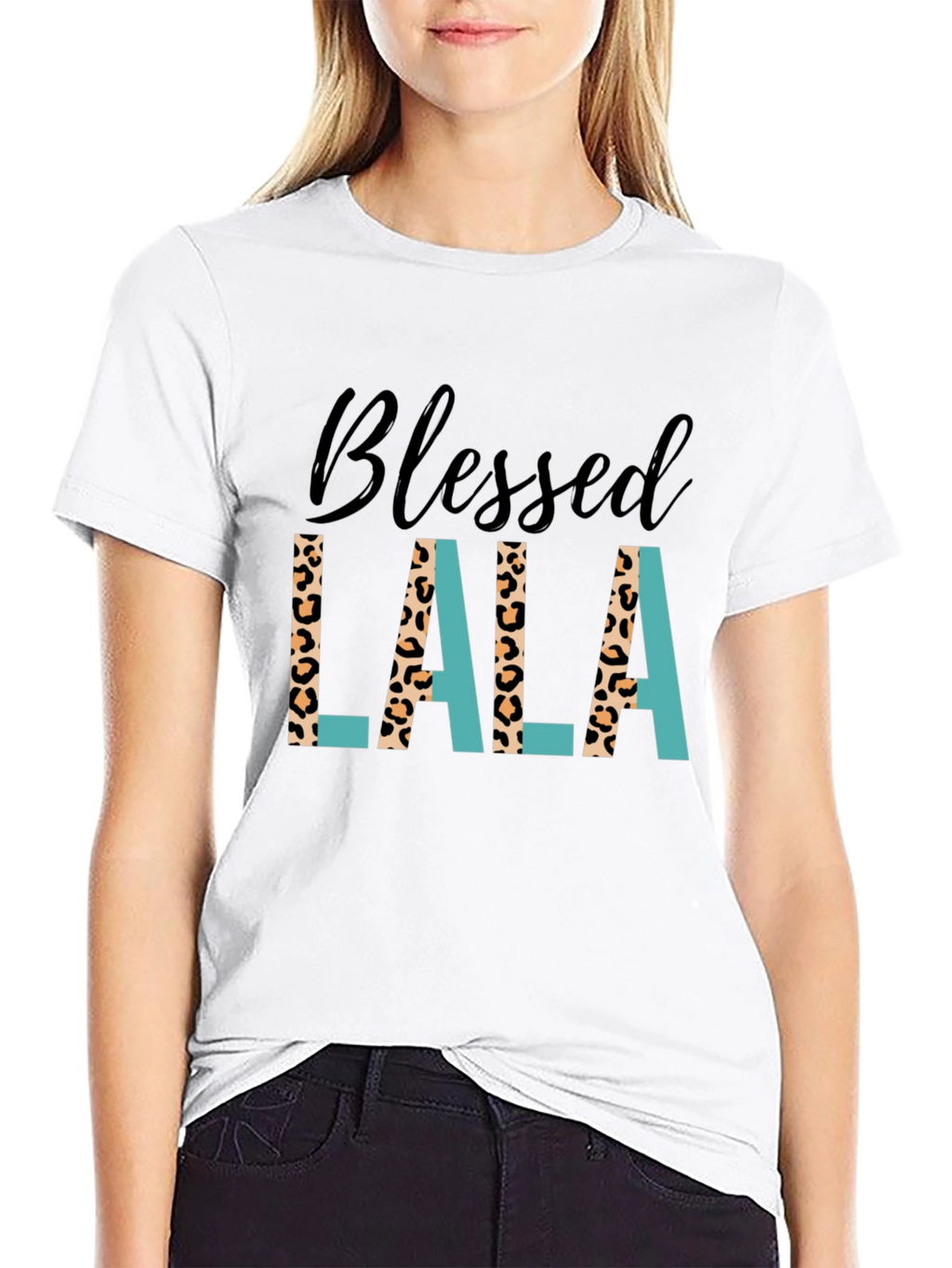 Blessed Lala Leopard Print Graphic Tee