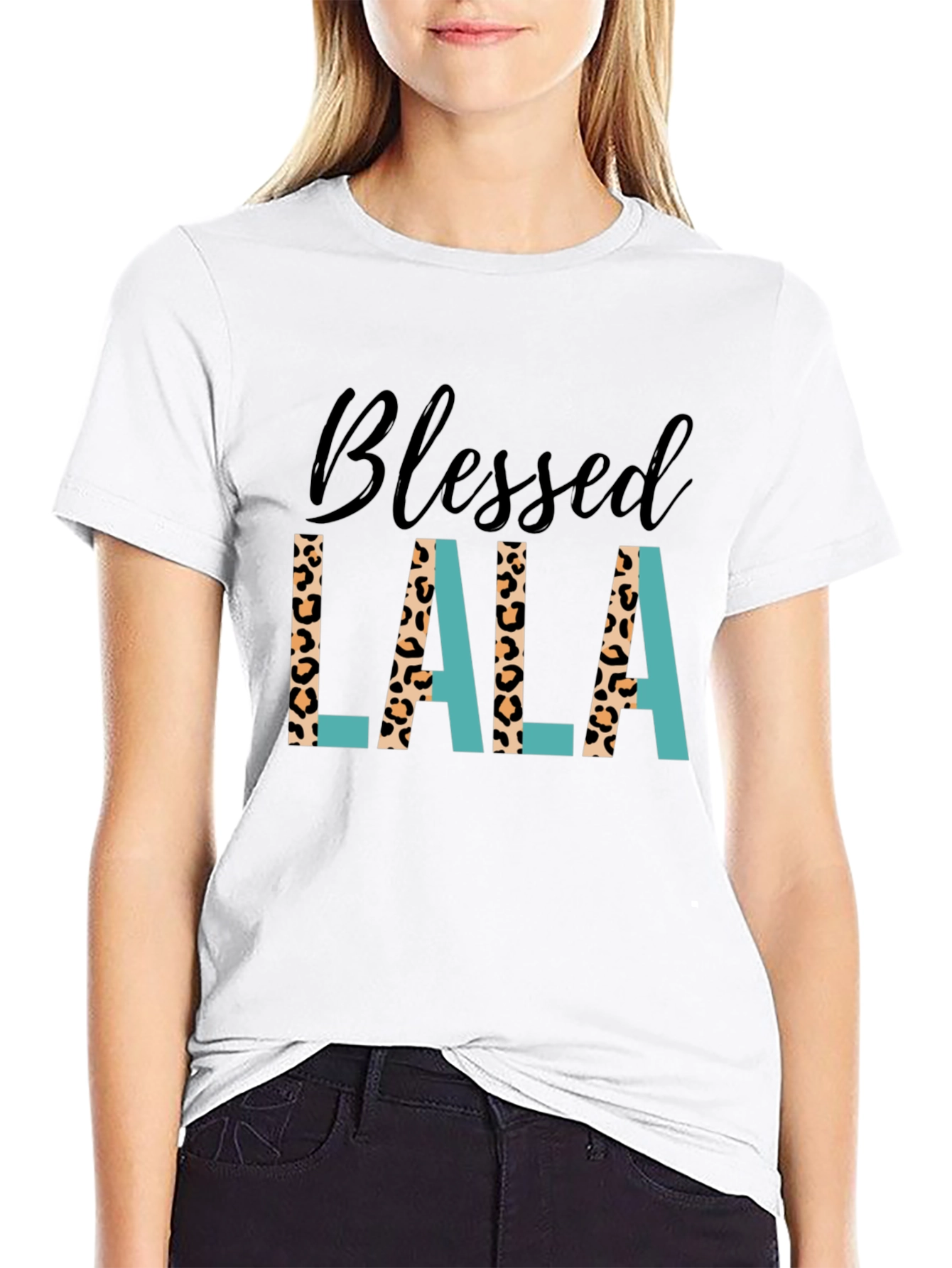 Blessed Lala Leopard Print Graphic Tee