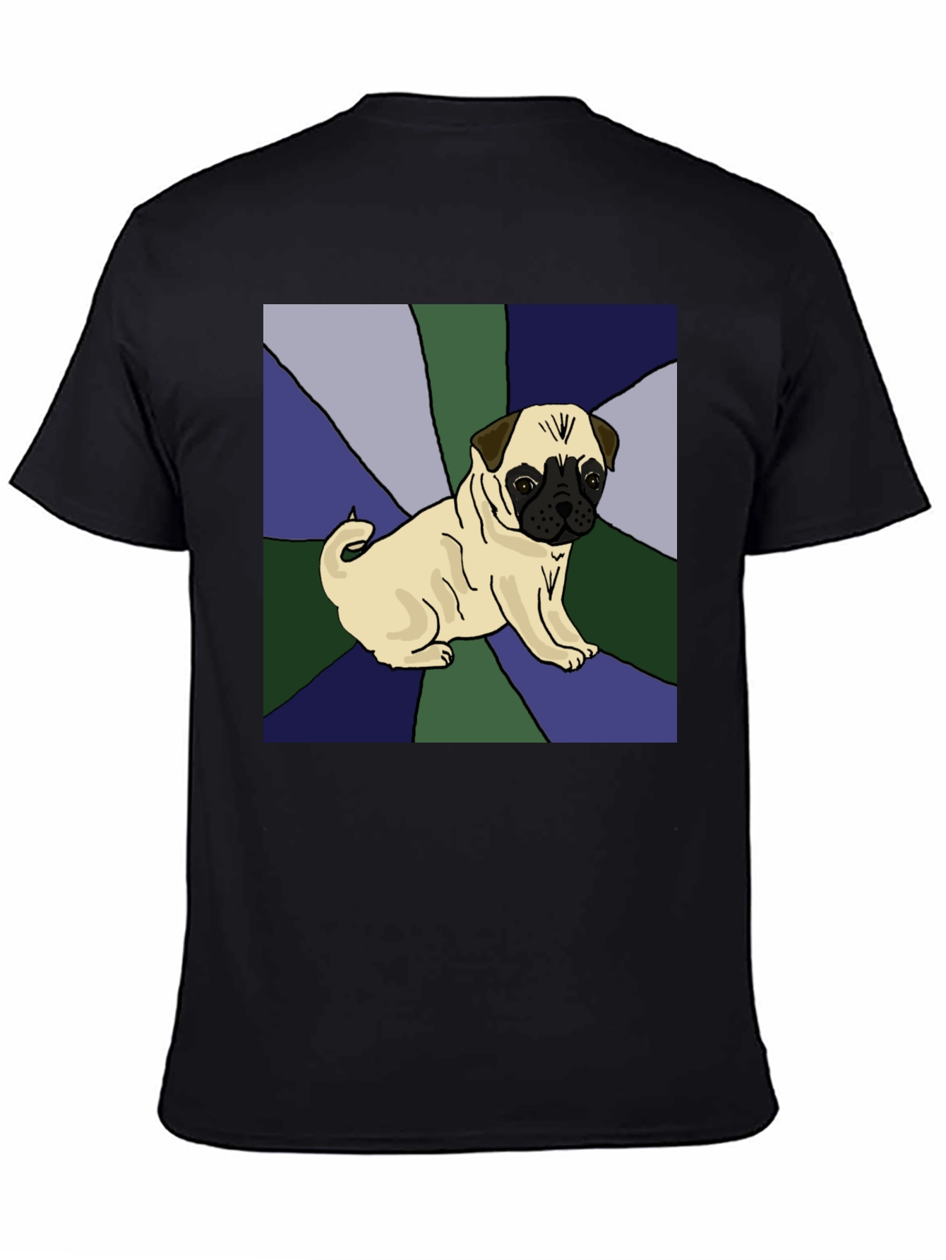 Pug Art Graphic Tee - Black Cotton Blend Shirt