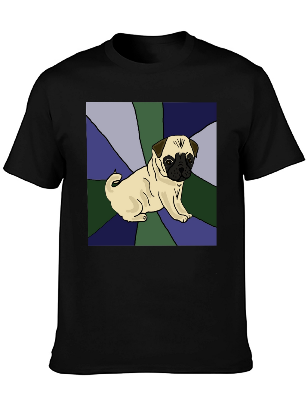 Pug Art Graphic Tee - Black Cotton Blend Shirt