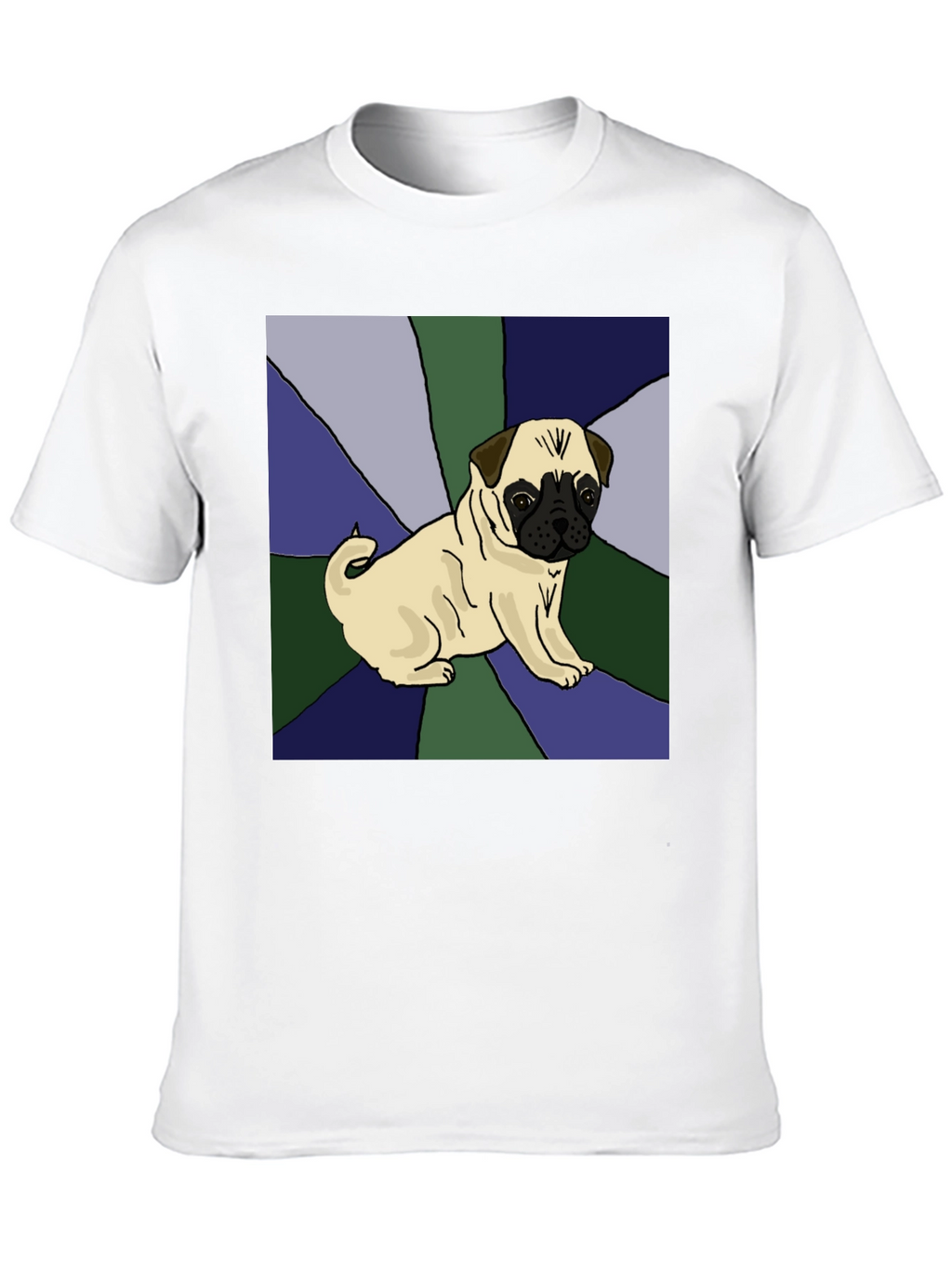 Pug Art Graphic Tee - Black Cotton Blend Shirt