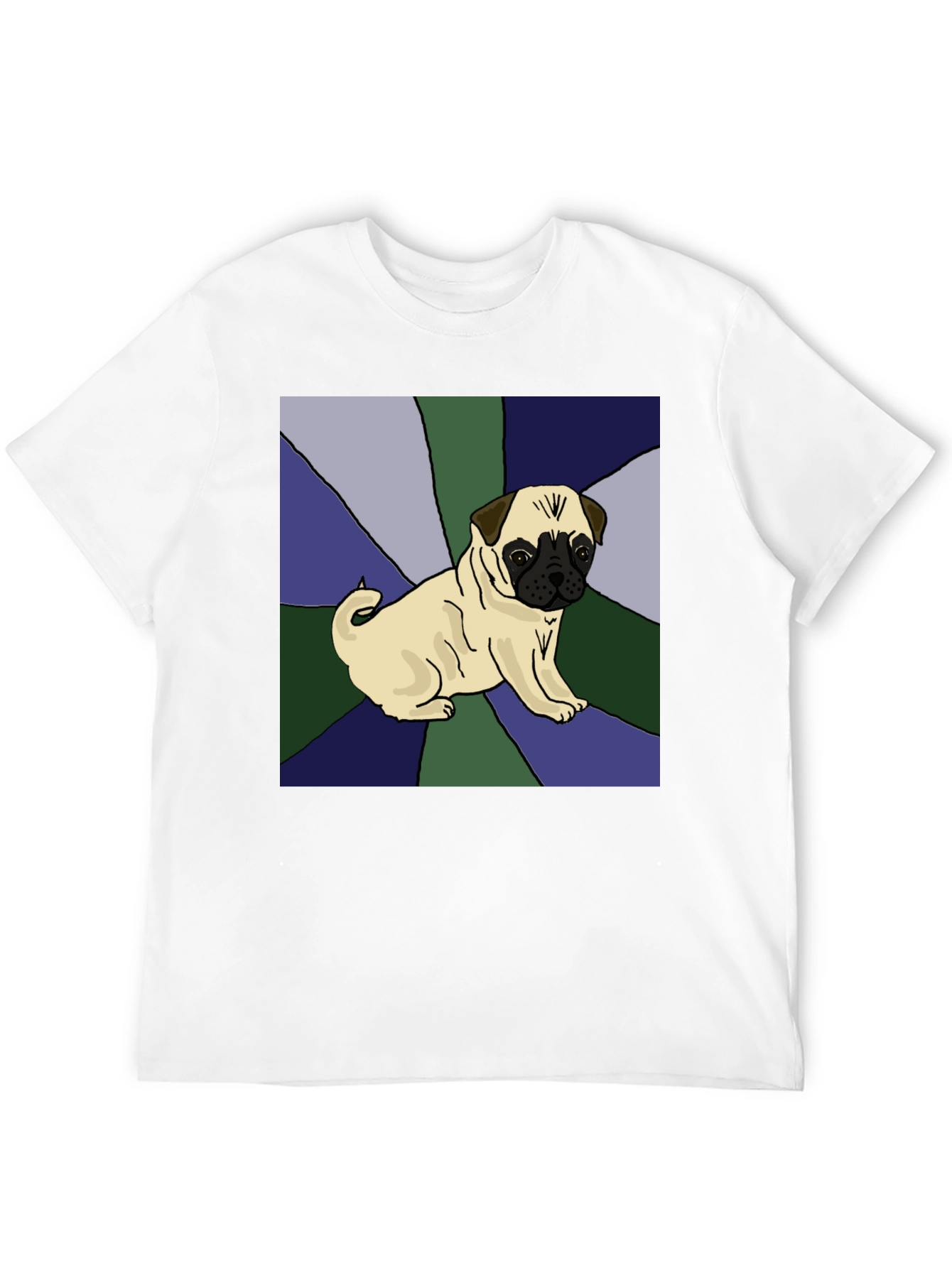Pug Art Graphic Tee - Black Cotton Blend Shirt