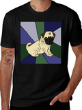 Pug Art Graphic Tee - Black Cotton Blend Shirt