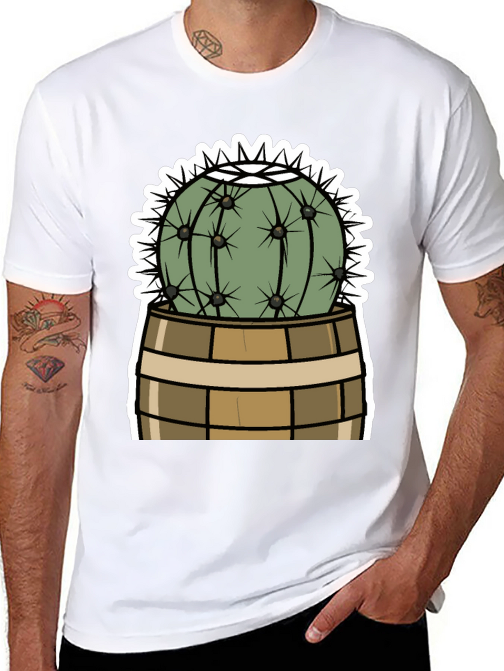 Cactus in Barrel Graphic Tee - Unique Desert Style