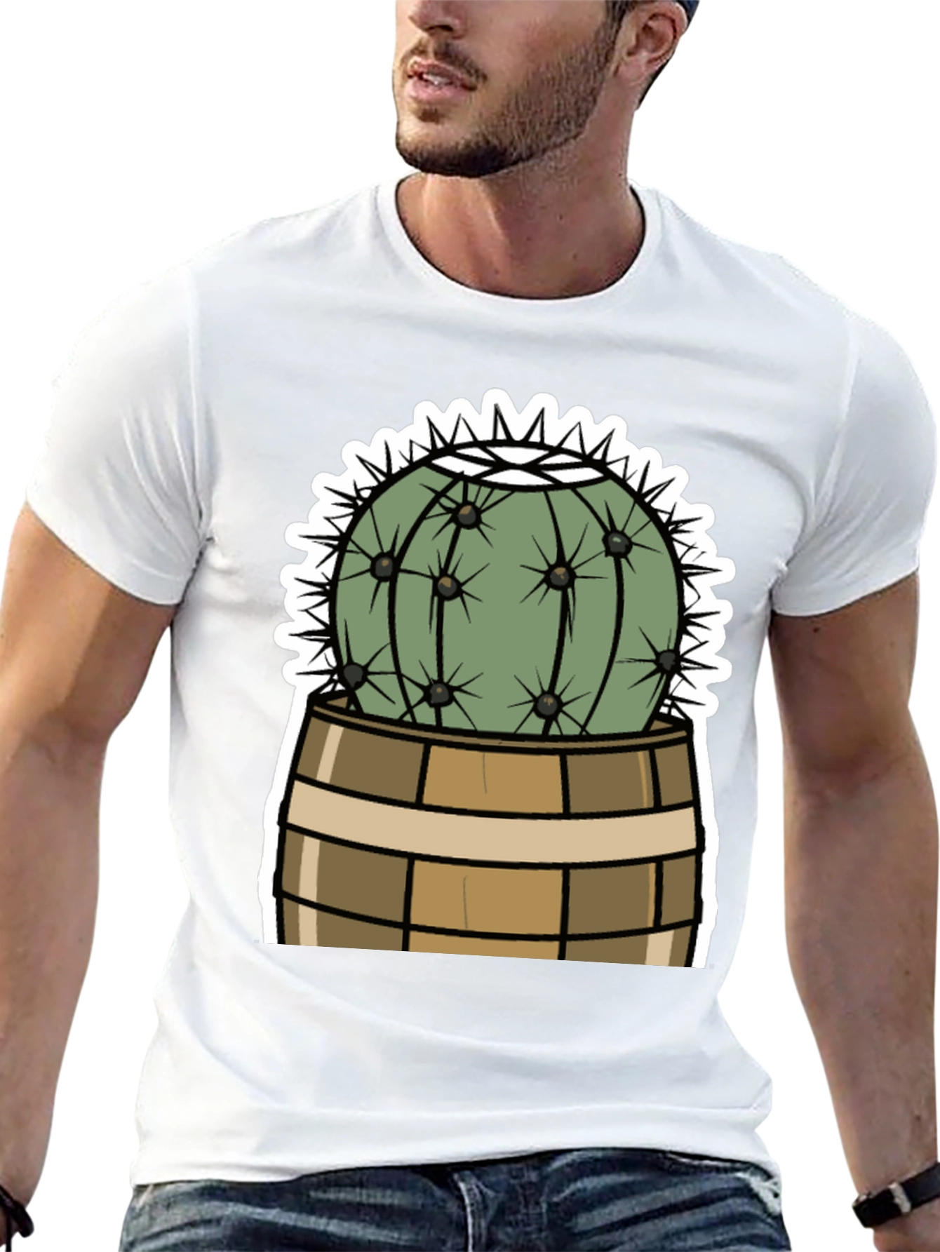 Cactus in Barrel Graphic Tee - Unique Desert Style