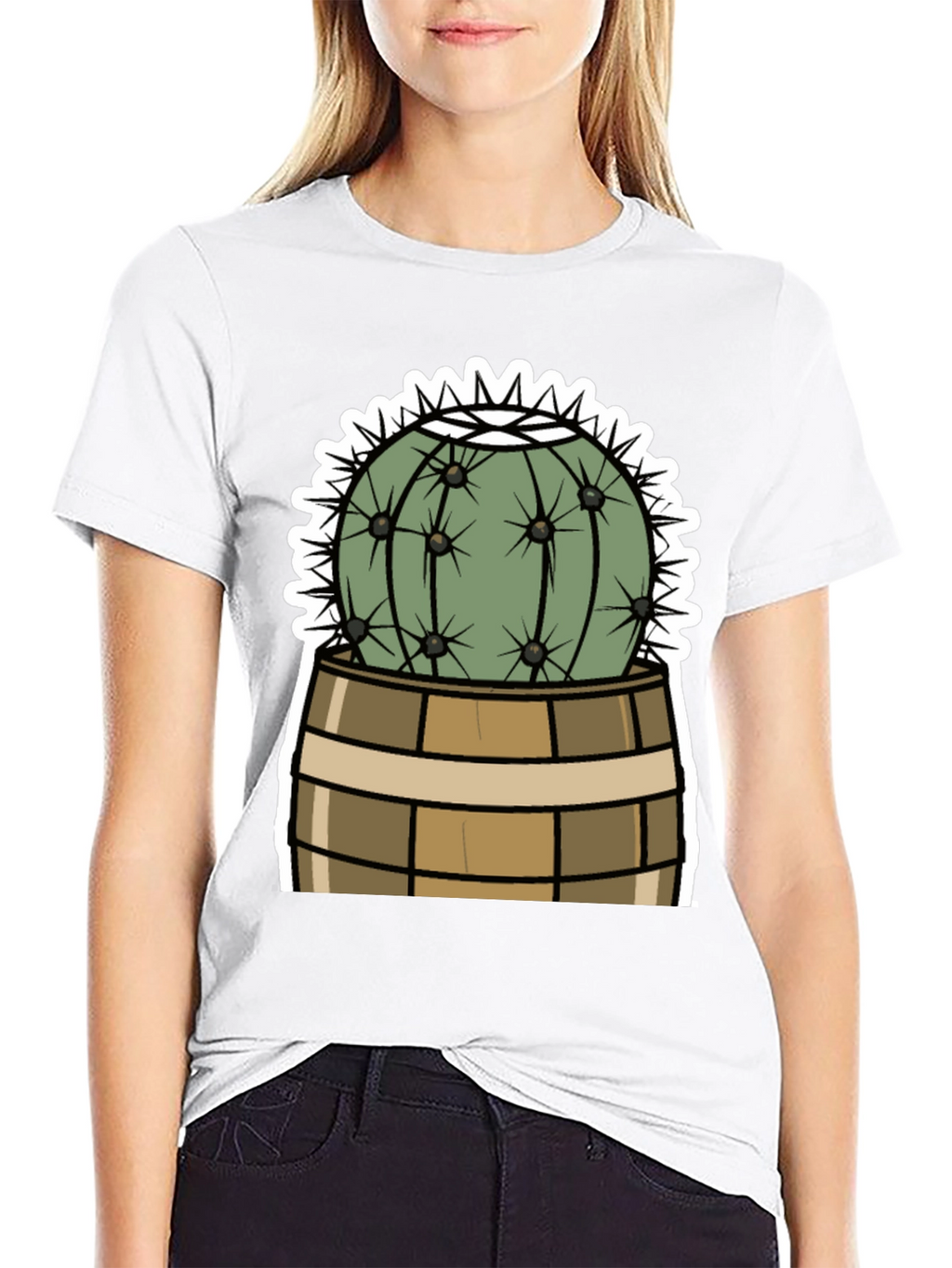 Cactus in Barrel Graphic Tee - Unique Desert Style