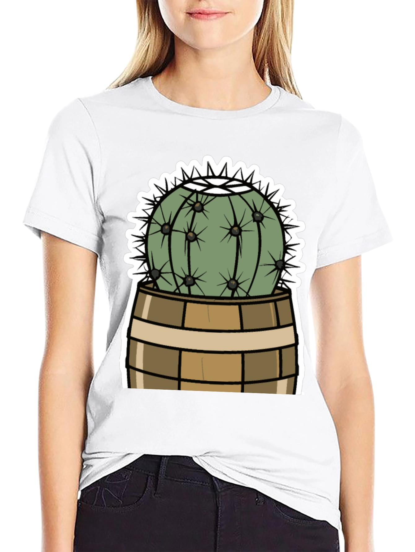 Cactus in Barrel Graphic Tee - Unique Desert Style