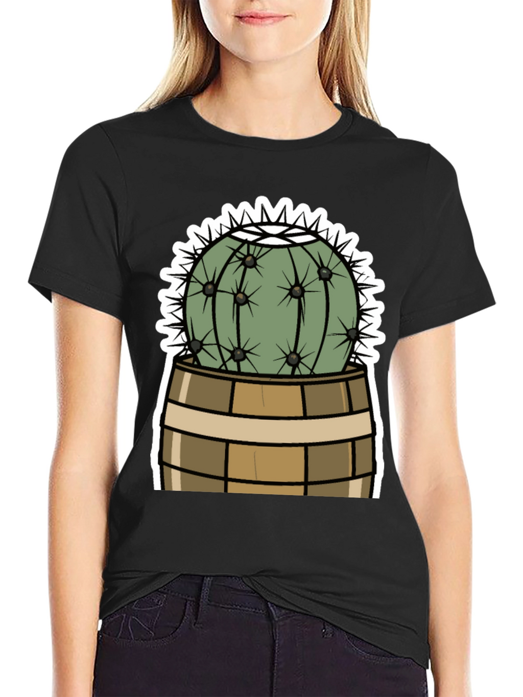 Cactus in Barrel Graphic Tee - Unique Desert Style