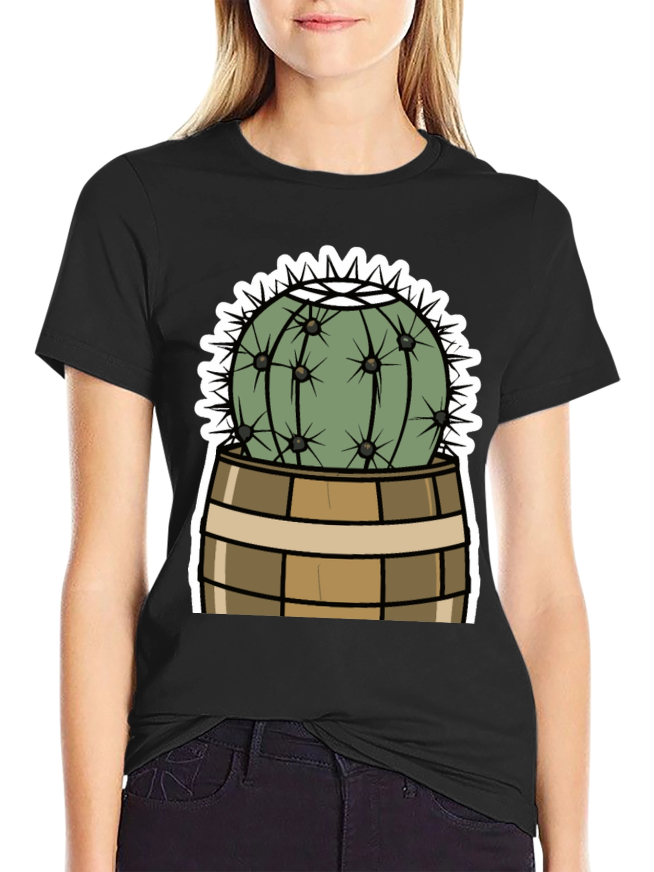 Cactus in Barrel Graphic Tee - Unique Desert Style