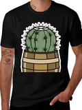 Cactus in Barrel Graphic Tee - Unique Desert Style
