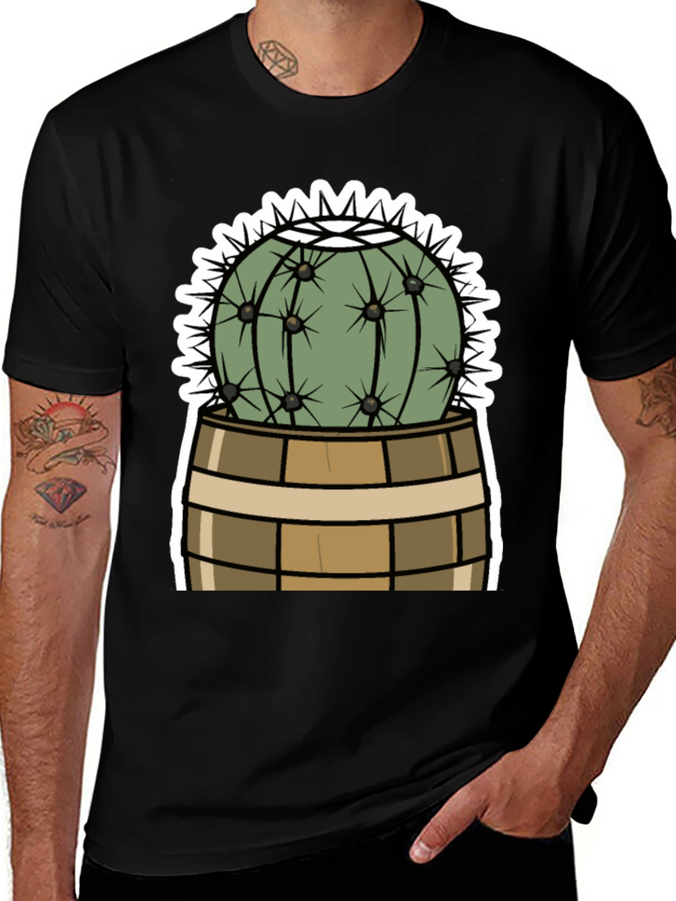 Cactus in Barrel Graphic Tee - Unique Desert Style